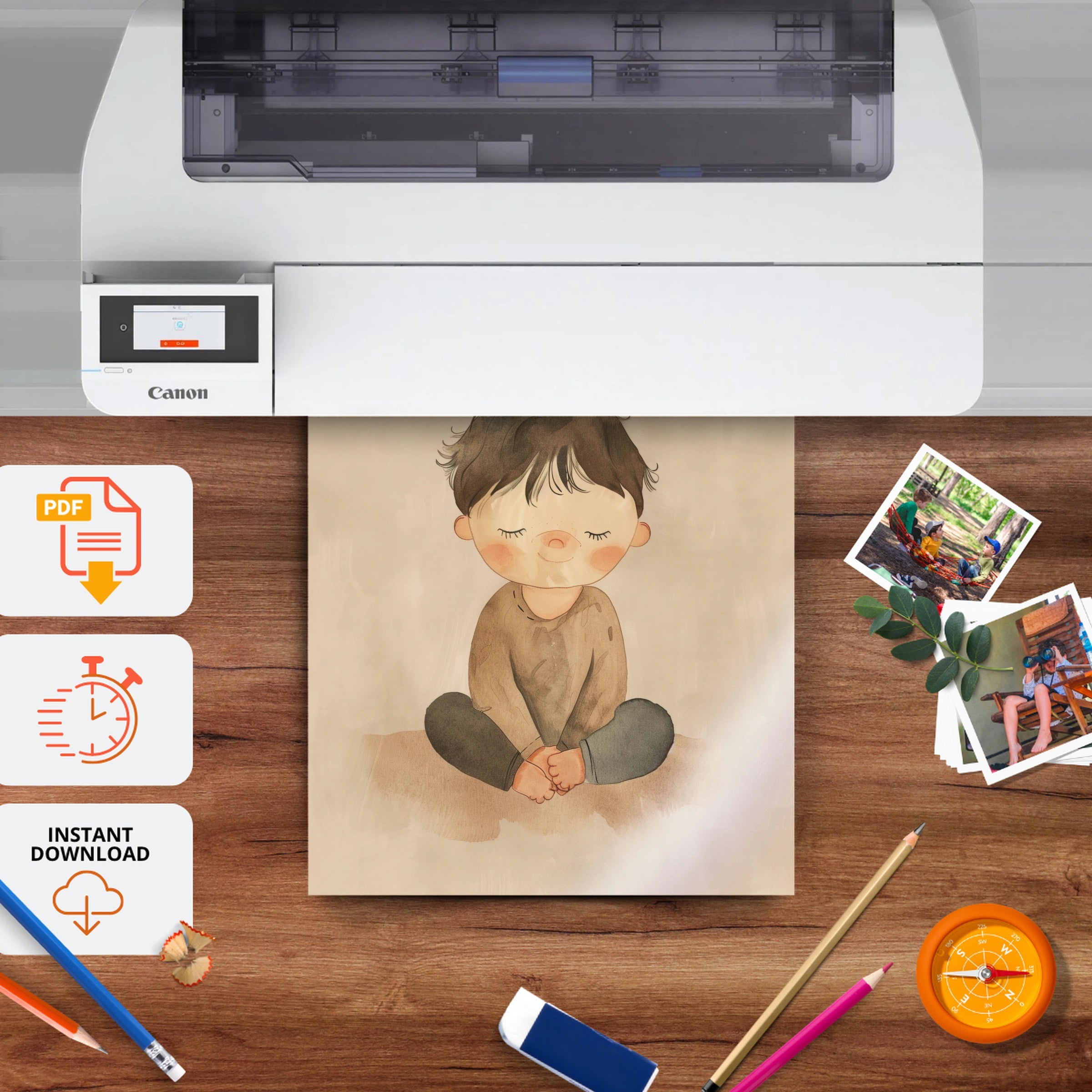 Resting Boy Nursery Print - printable nursery wall art, instant download to print at home