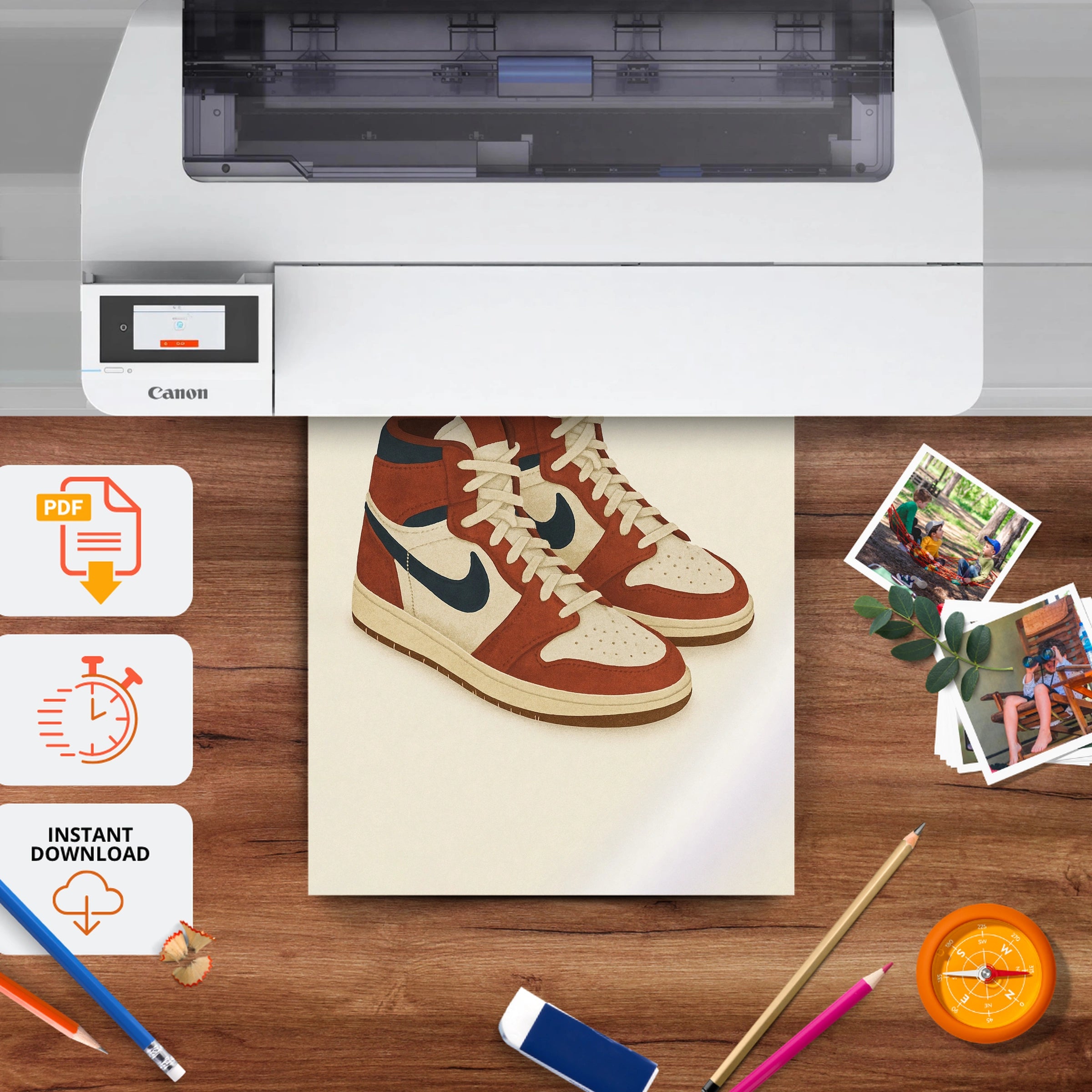 Retro High Tops Nursery Print - printable nursery wall art, instant download to print at home