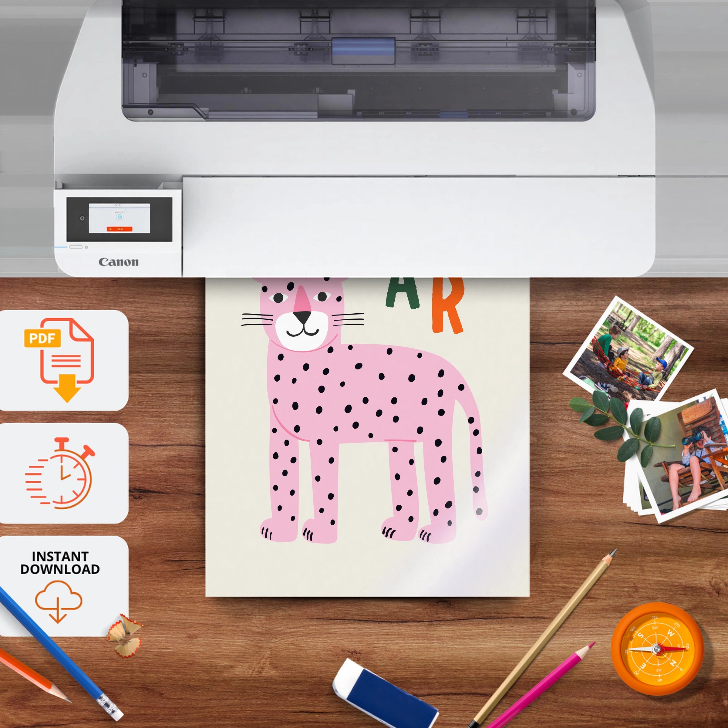Roar Leopard Nursery Print - printable nursery wall art, instant download to print at home