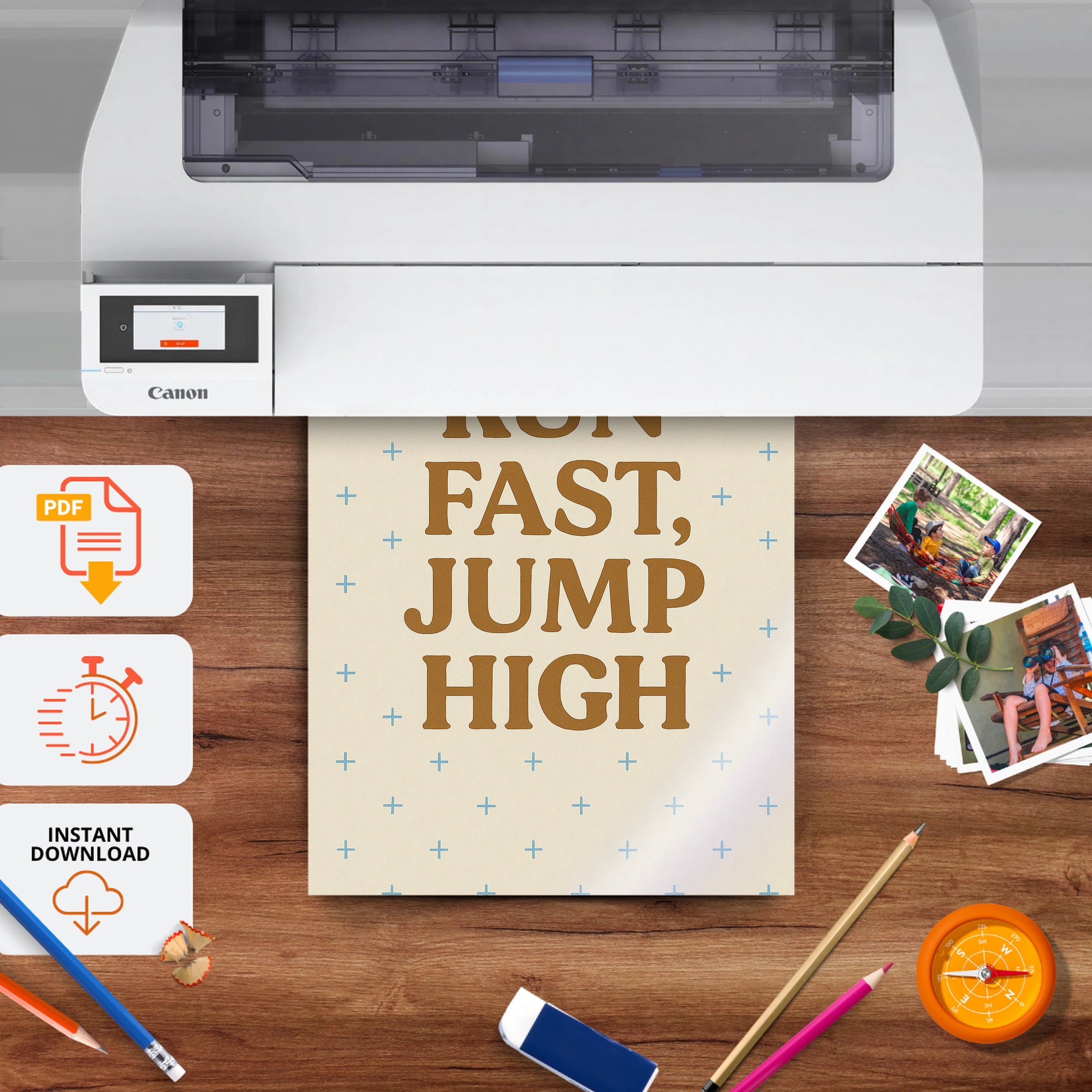 Run Fast Jump High Nursery Print - printable nursery wall art, instant download to print at home