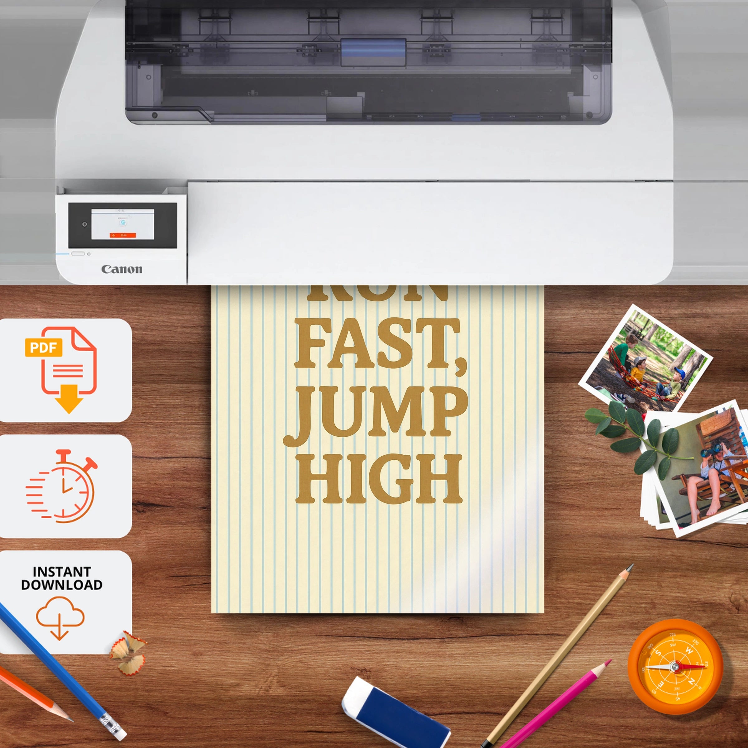 Run Fast Jump High Two Nursery Print - printable nursery wall art, instant download to print at home