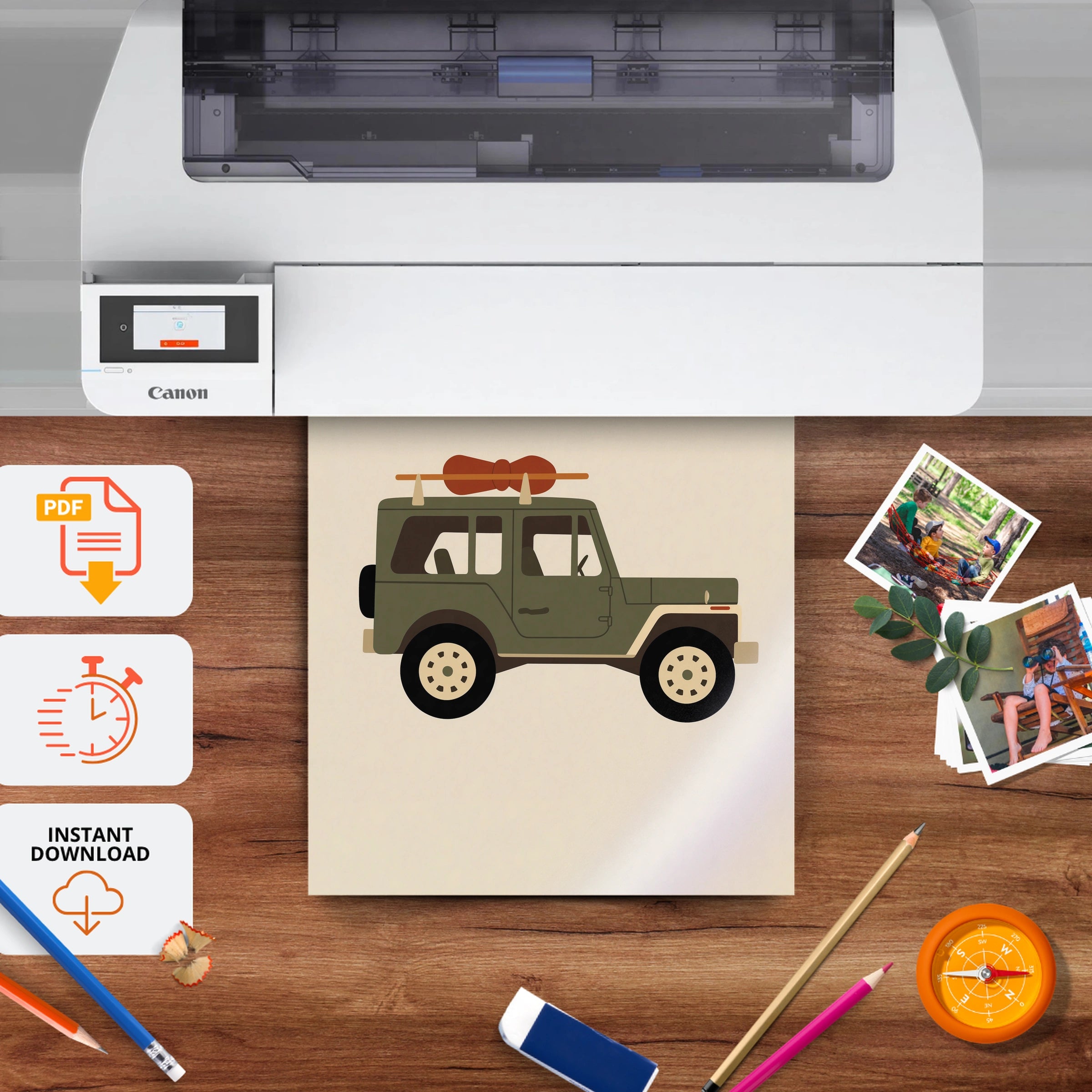 Safari Jeep Nursery Print - printable nursery wall art, instant download to print at home