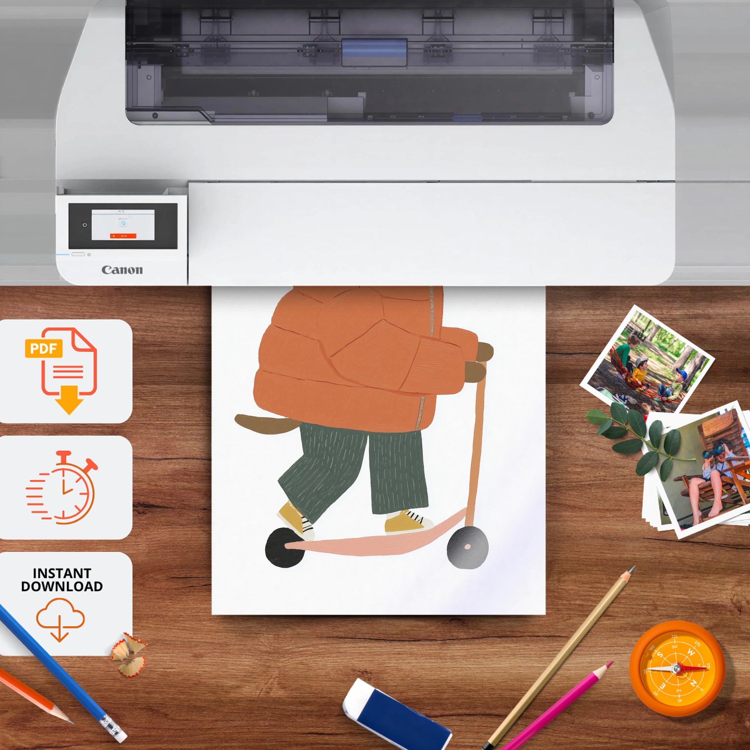 Scooter Dog Nursery Print - printable nursery wall art, instant download to print at home