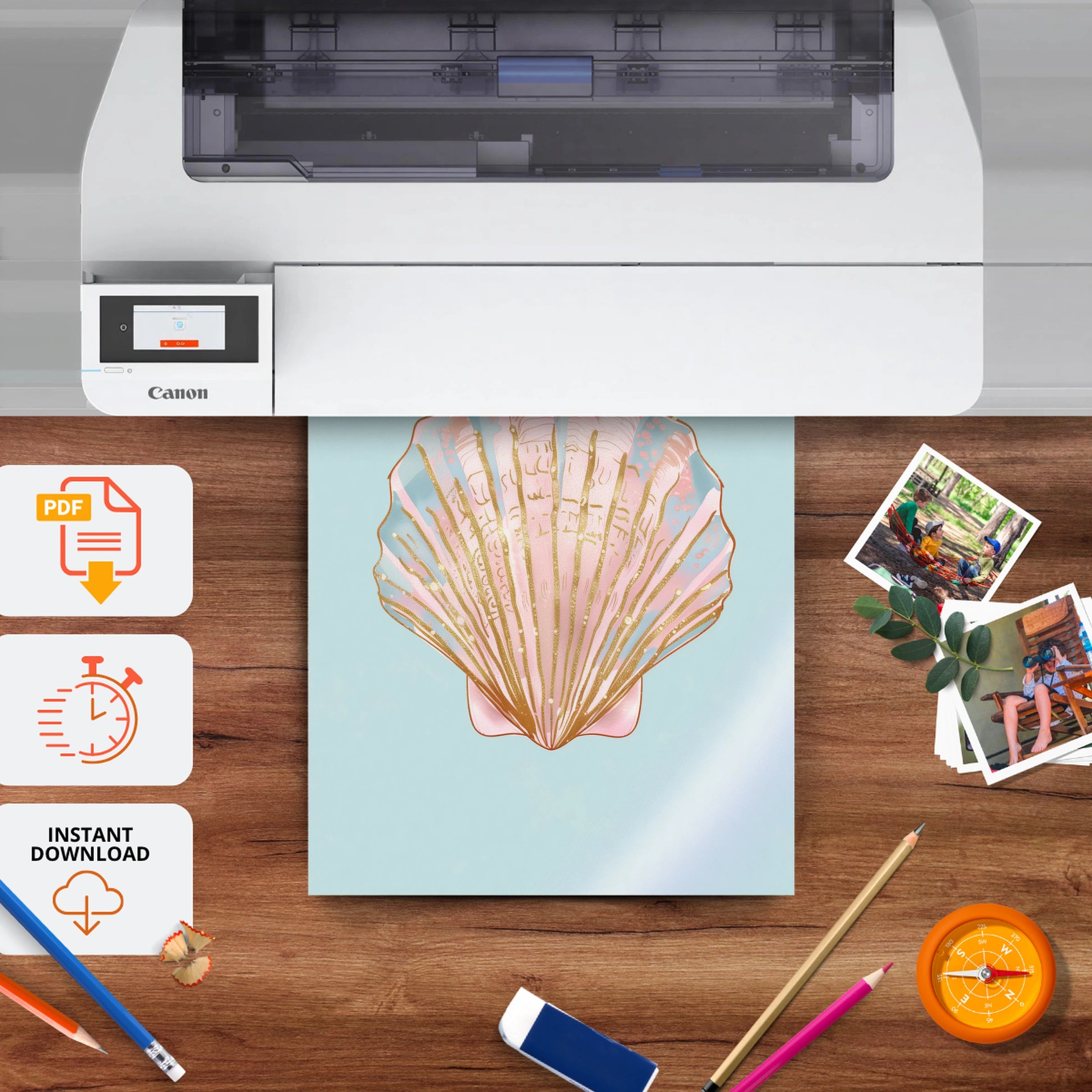 Seashell Nursery Print - printable nursery wall art, instant download to print at home