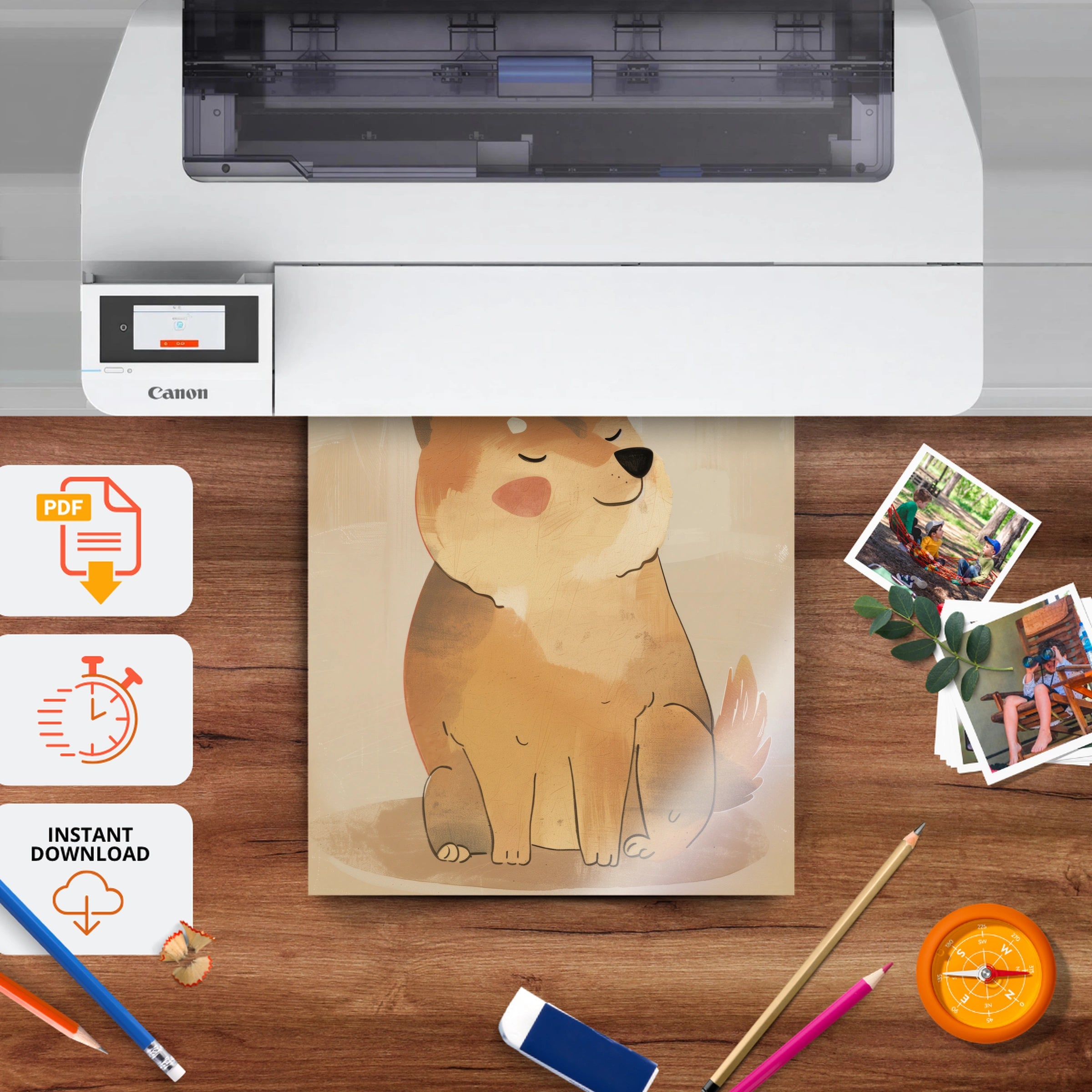 Shiba Dog Nursery Print - printable nursery wall art, instant download to print at home