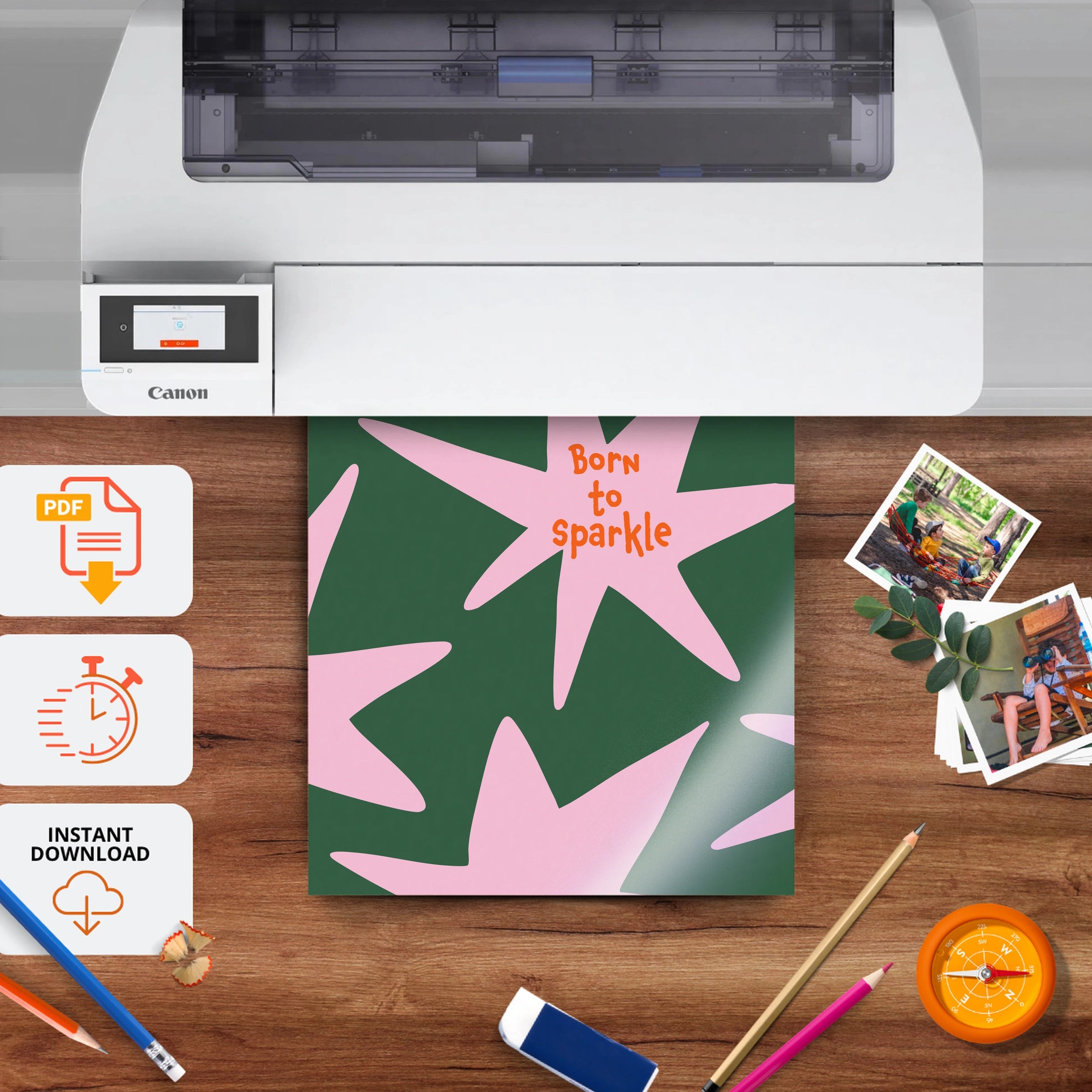 Shine Bright Star Nursery Print - printable nursery wall art, instant download to print at home
