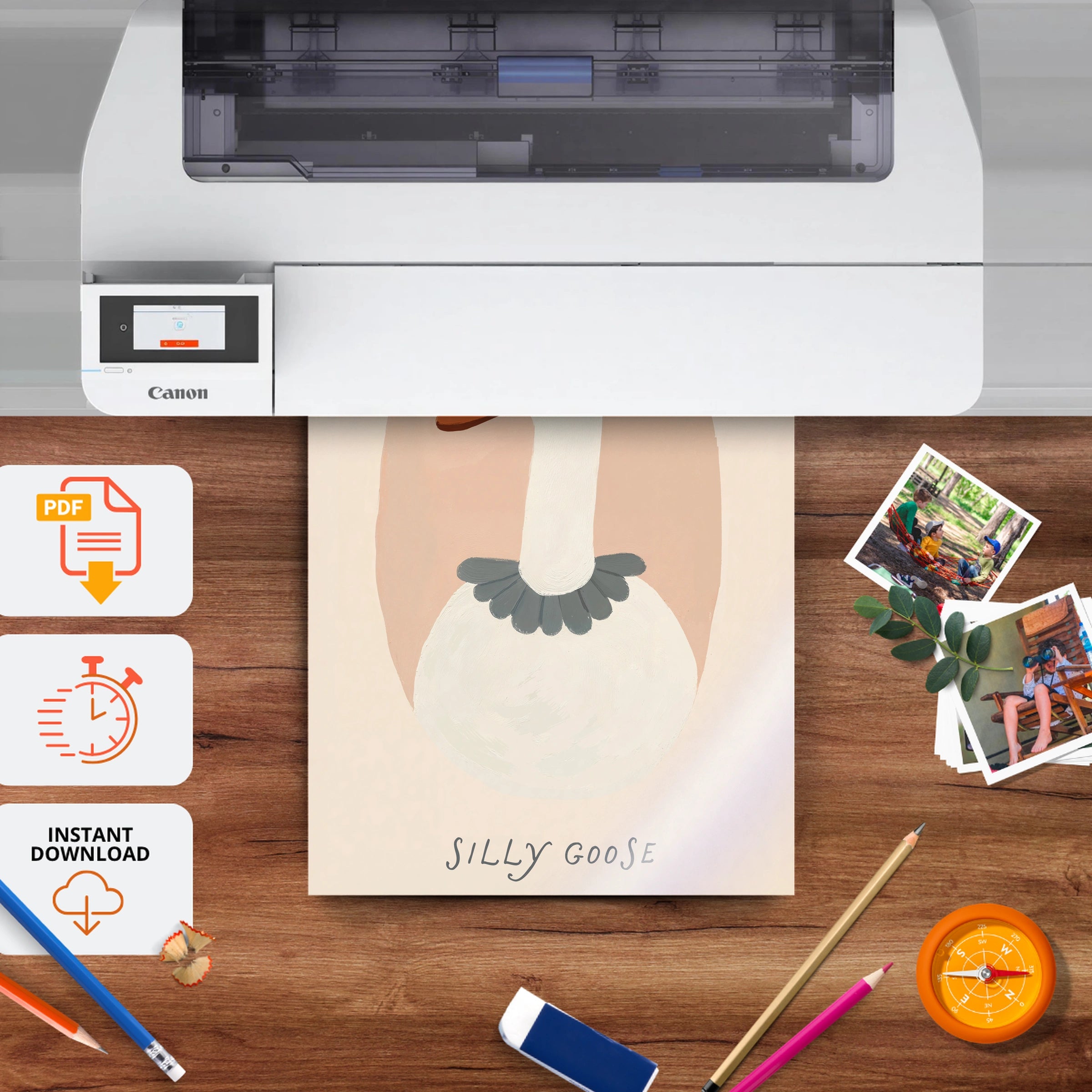 Silly Goose Nursery Print - printable nursery wall art, instant download to print at home