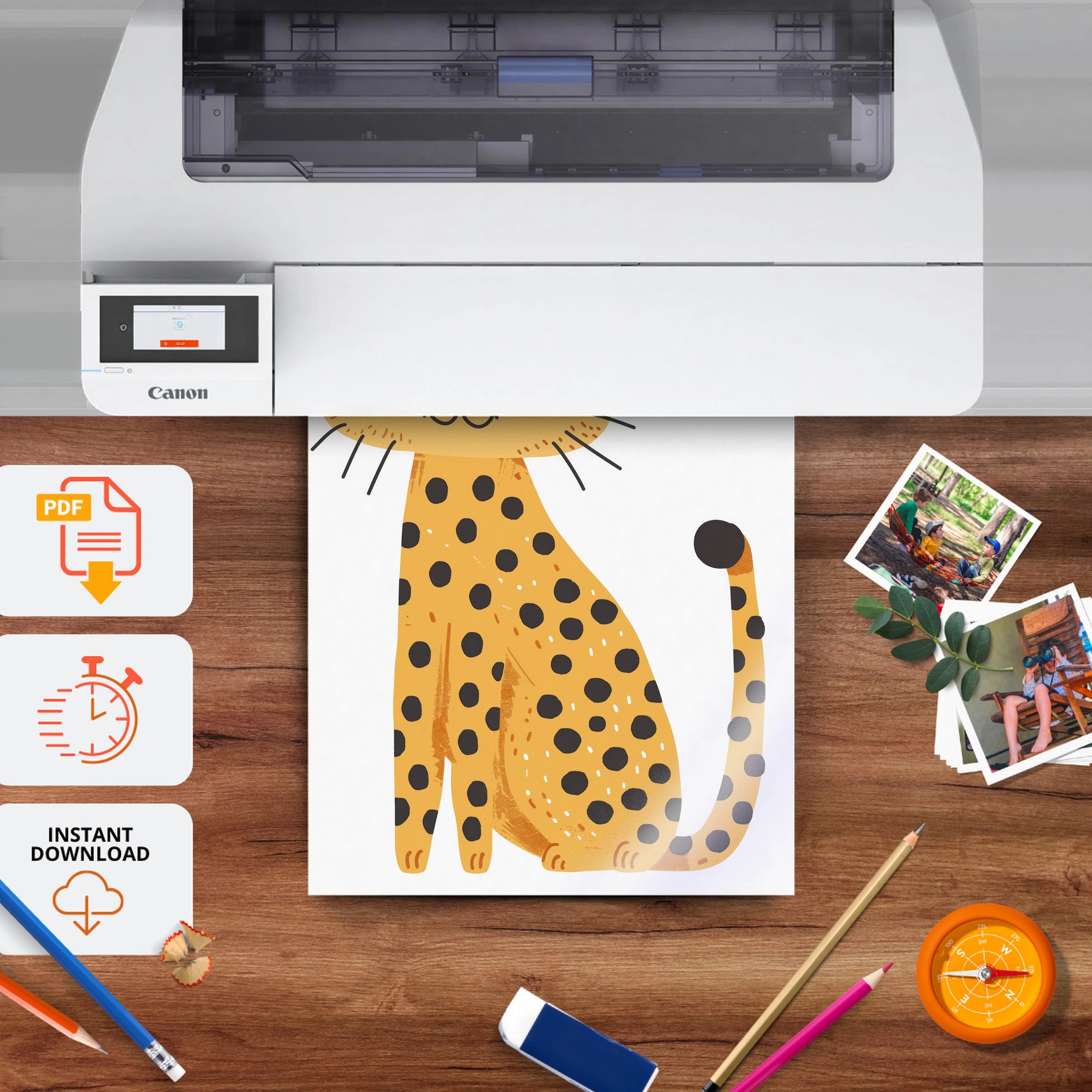 Sitting Cheetah Nursery Print - printable nursery wall art, instant download to print at home