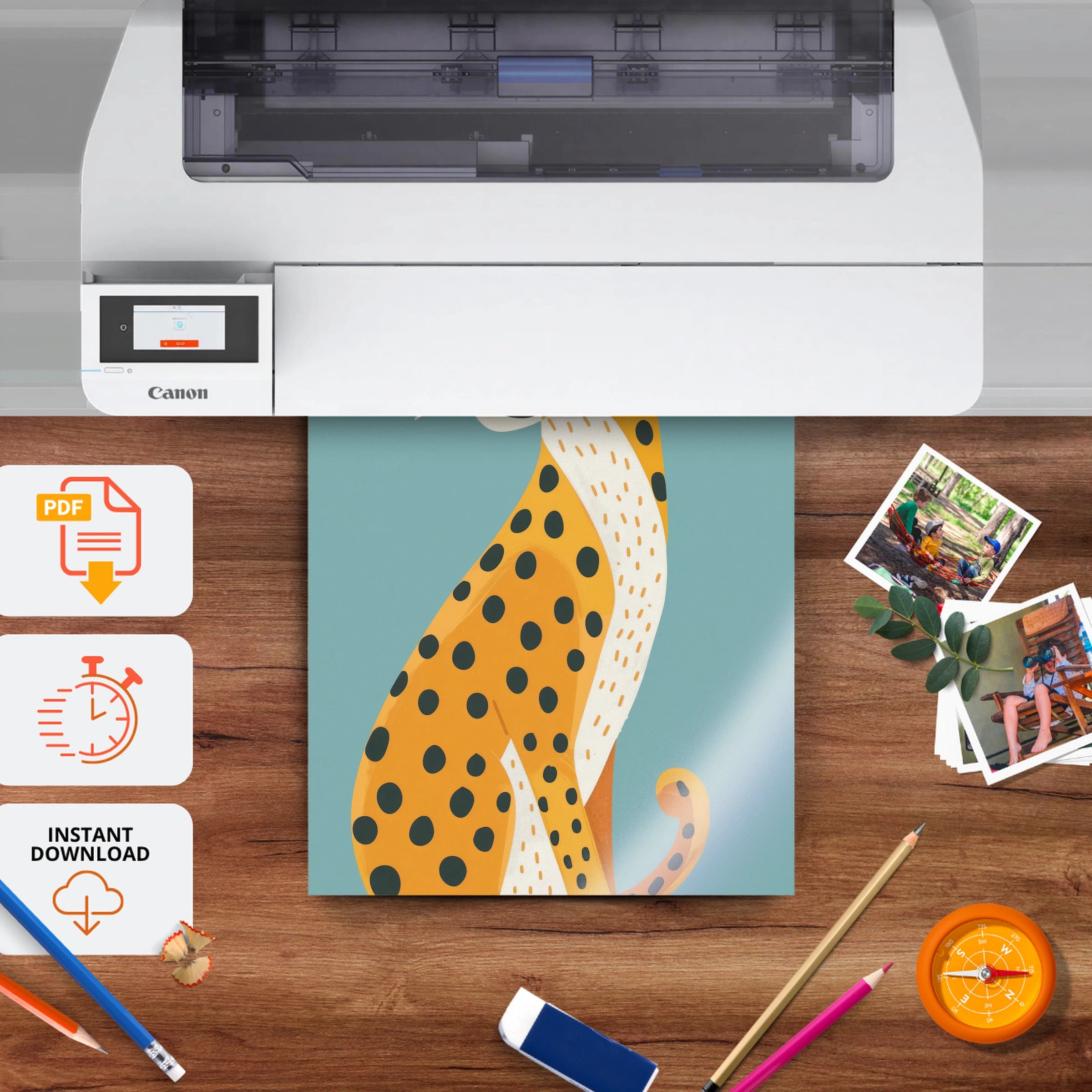 Sitting Cheetah Two Nursery Print - printable nursery wall art, instant download to print at home