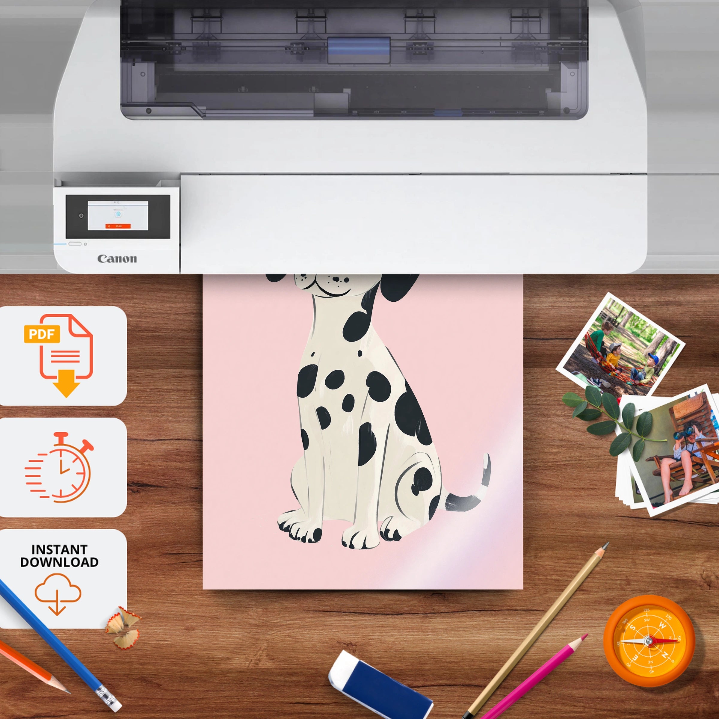 Sitting Dalmatian Nursery Print - printable nursery wall art, instant download to print at home