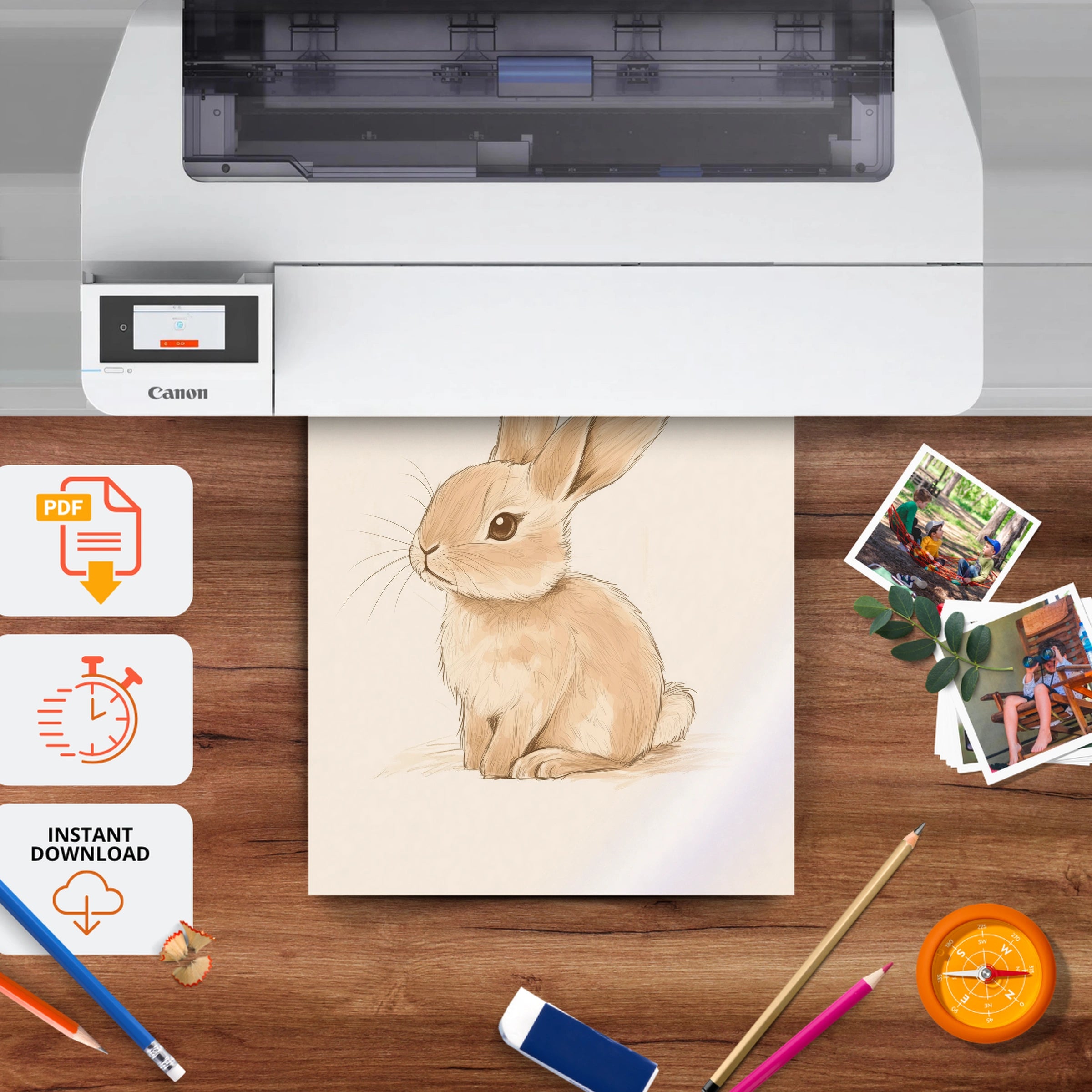Sitting Rabbit Nursery Print - printable nursery wall art, instant download to print at home