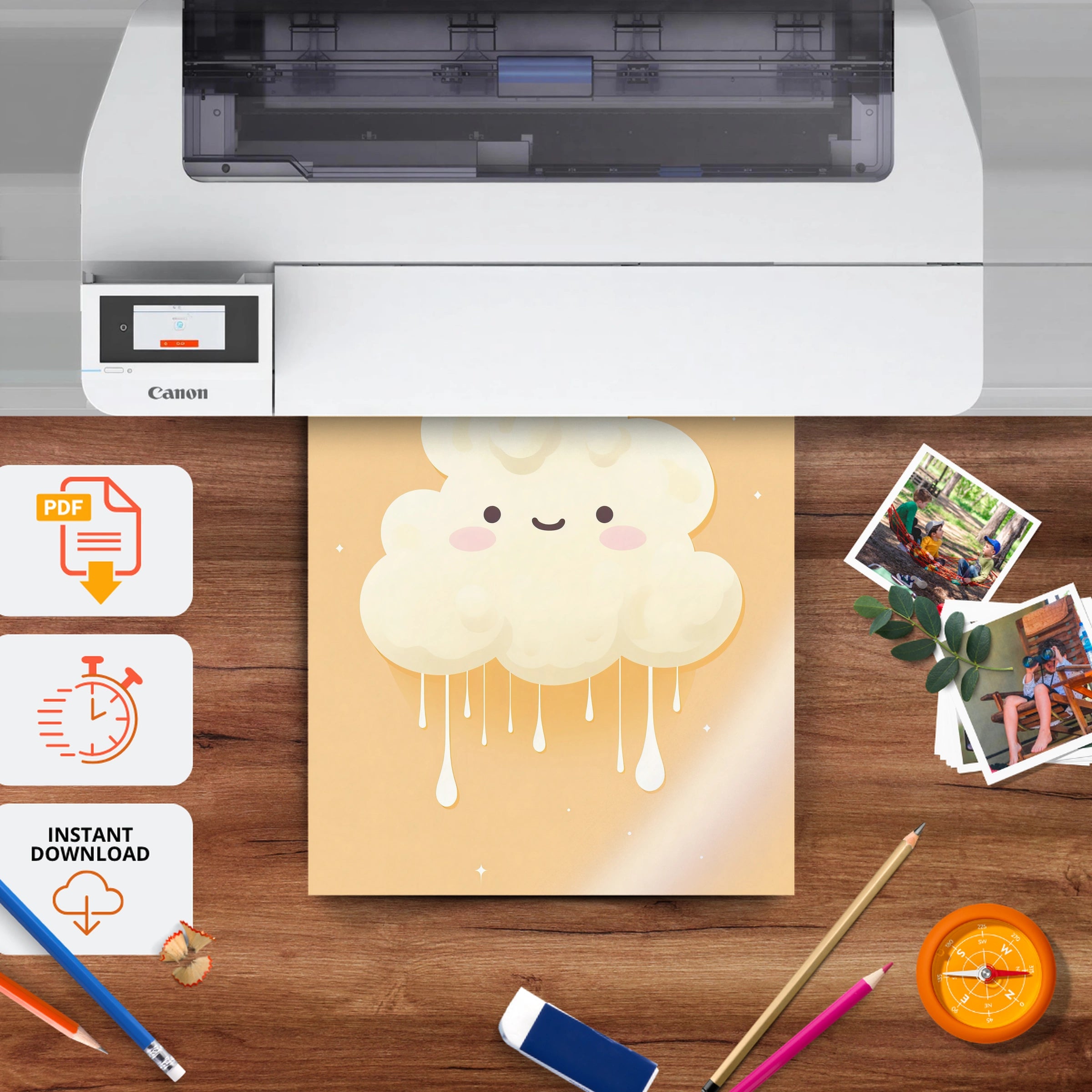 Sleepy Rain Cloud Nursery Print - printable nursery wall art, instant download to print at home