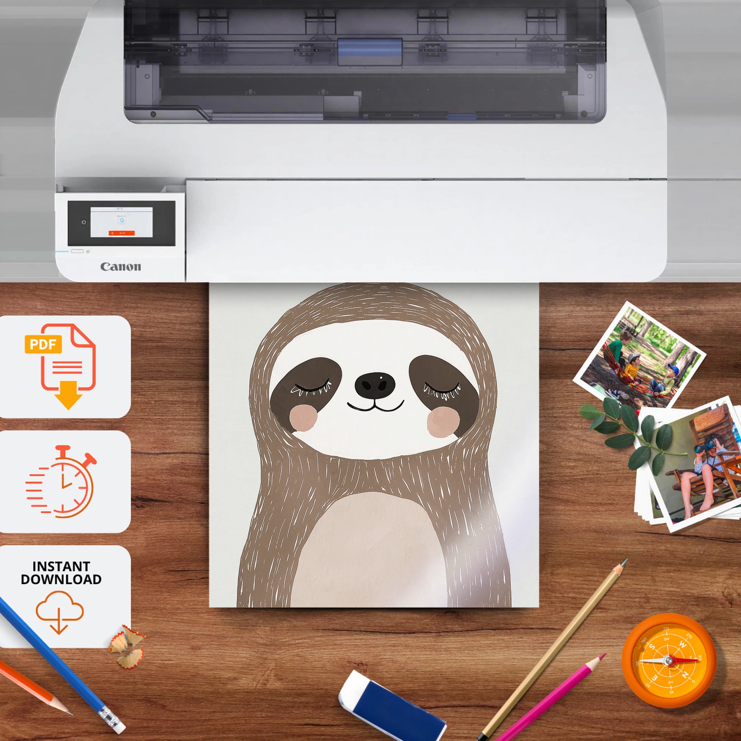 Sleepy Sloth Nursery Print - printable nursery wall art, instant download to print at home