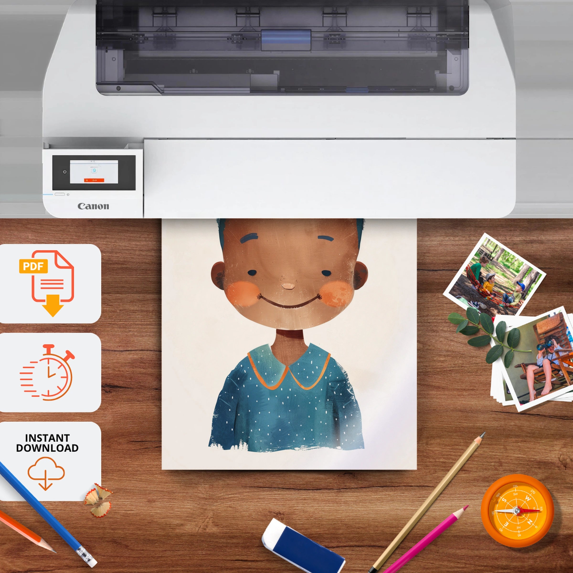 Smiling Boy Nursery Print - printable nursery wall art, instant download to print at home