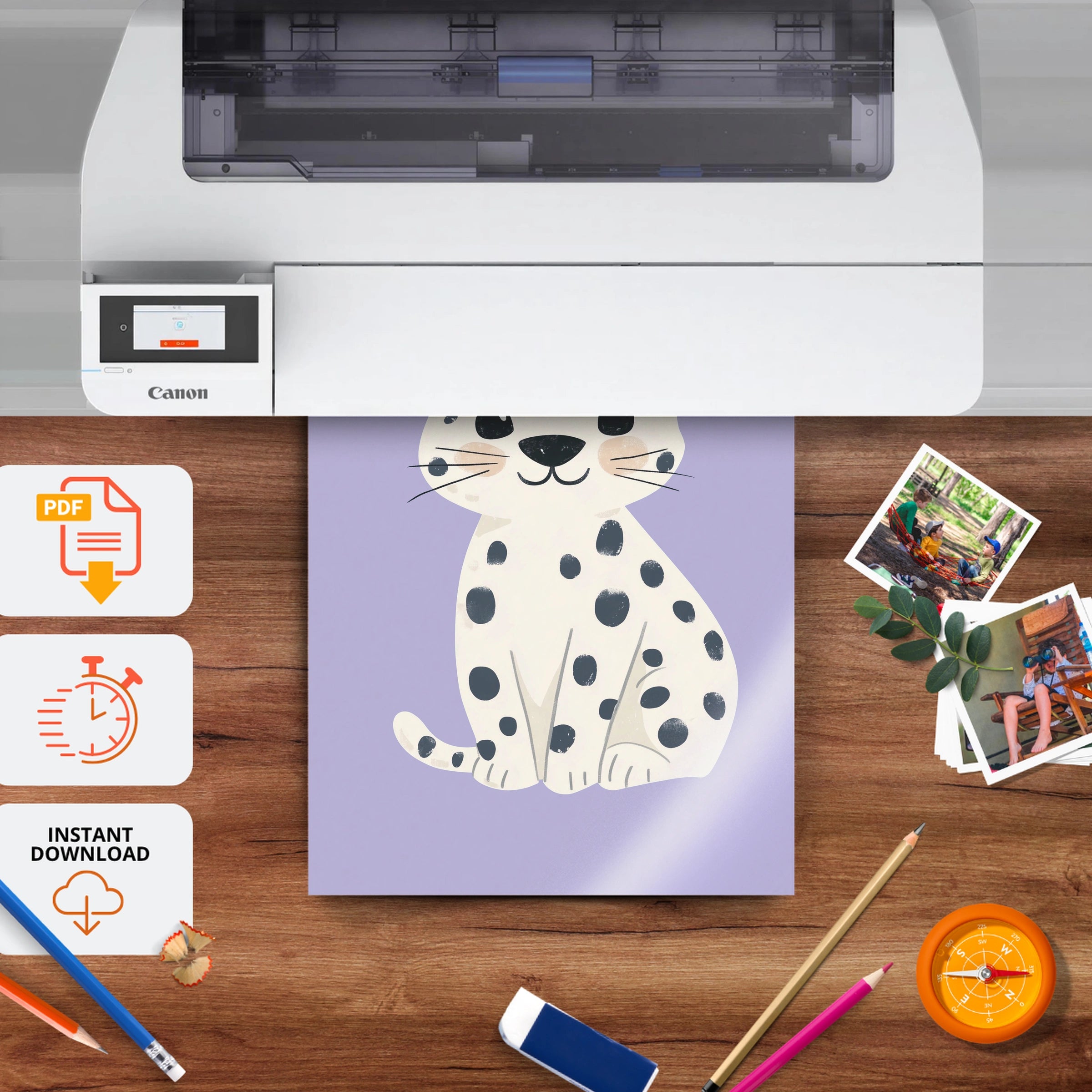 Snow Leopard Cub Nursery Print - printable nursery wall art, instant download to print at home