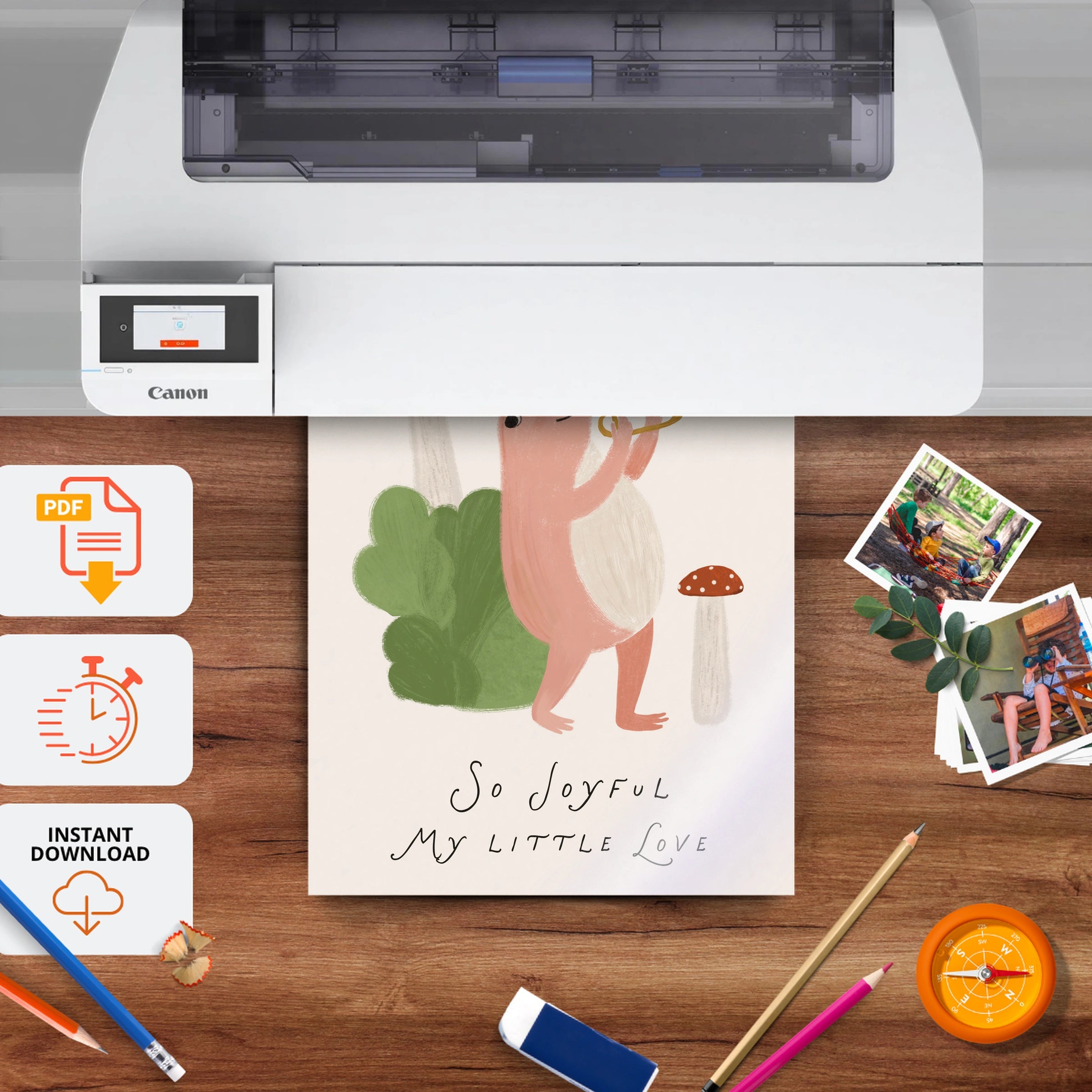 So Joyful Bear Nursery Print - printable nursery wall art, instant download to print at home