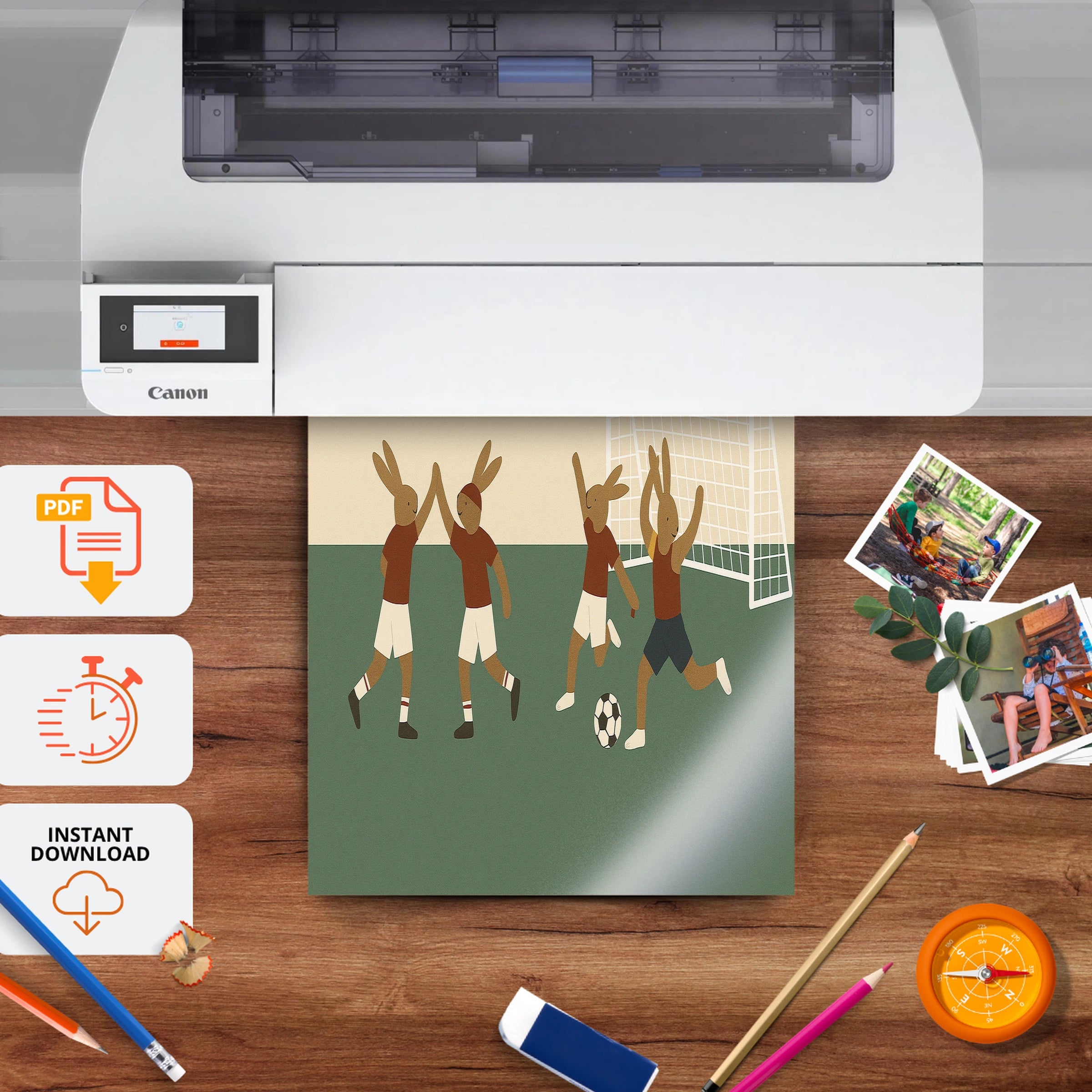 Soccer Celebration Nursery Print - printable nursery wall art, instant download to print at home