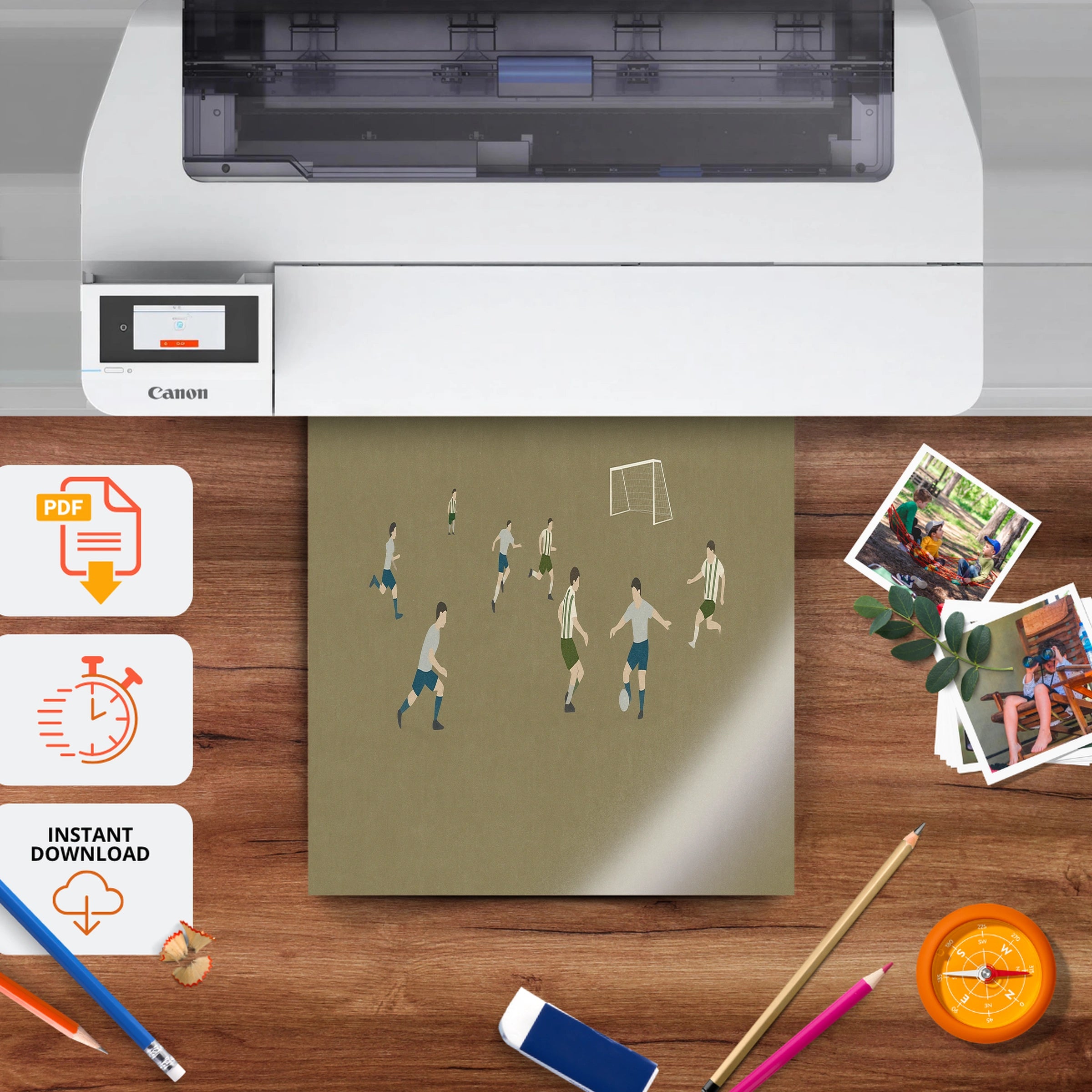 Soccer Players Nursery Print - printable nursery wall art, instant download to print at home