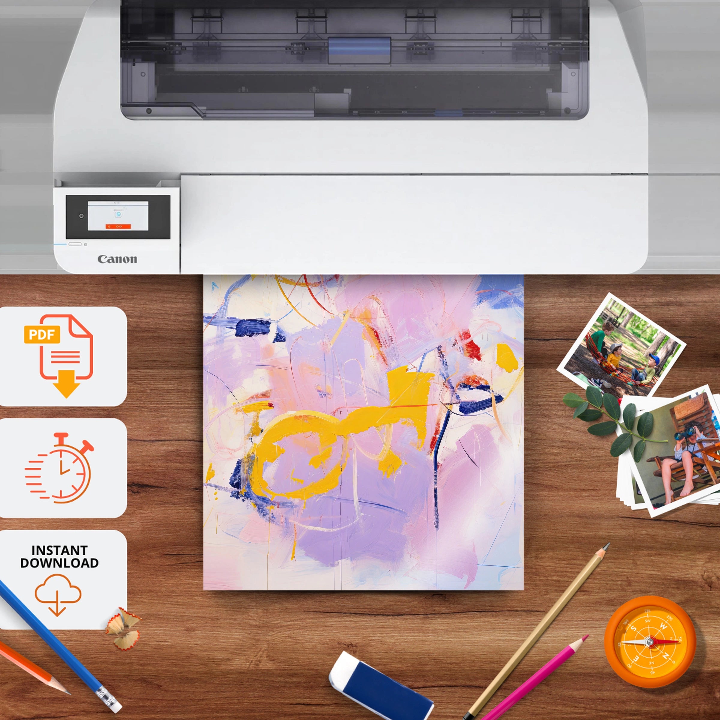 Soft Abstract Nursery Print - printable nursery wall art, instant download to print at home
