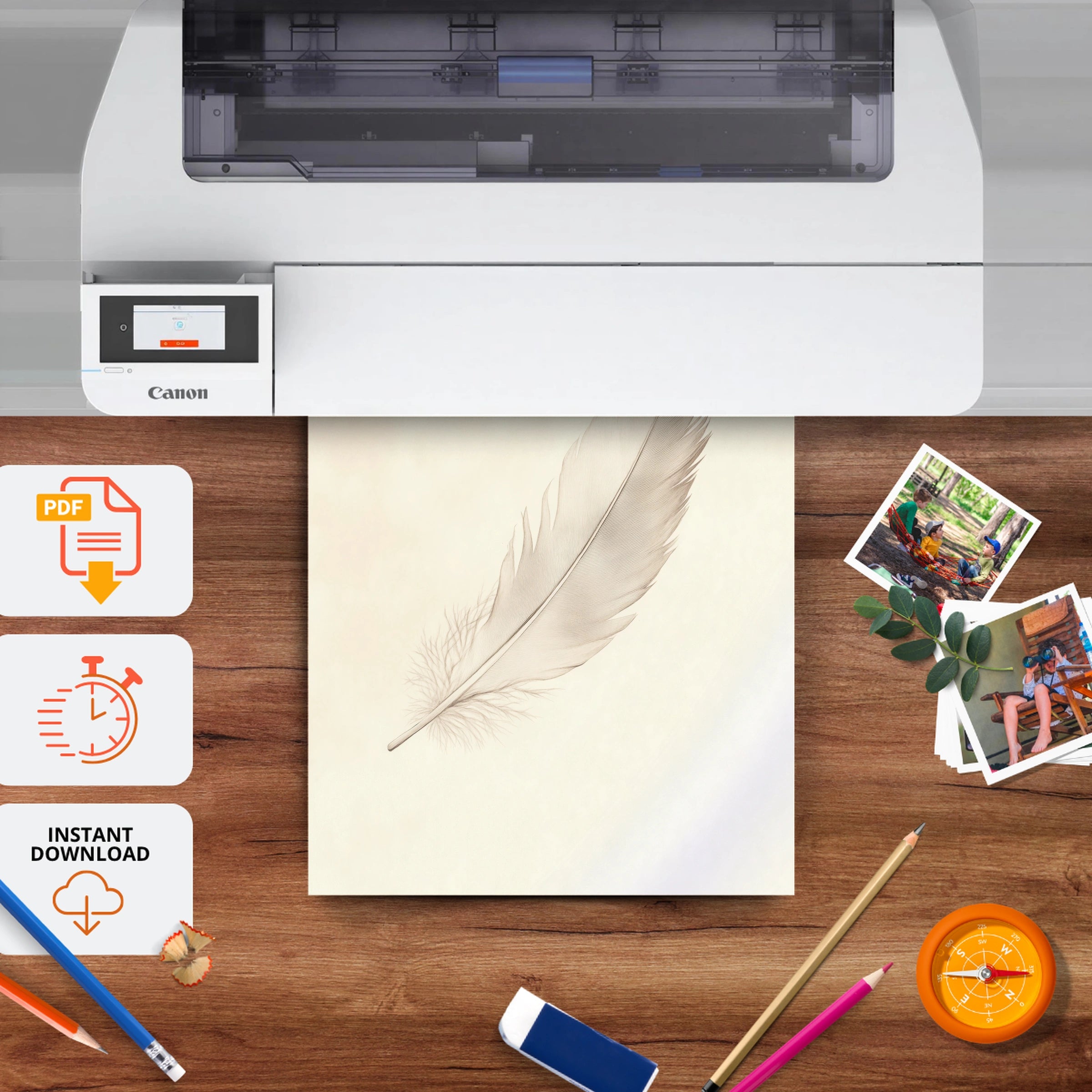 Soft Feather Two Nursery Print - printable nursery wall art, instant download to print at home