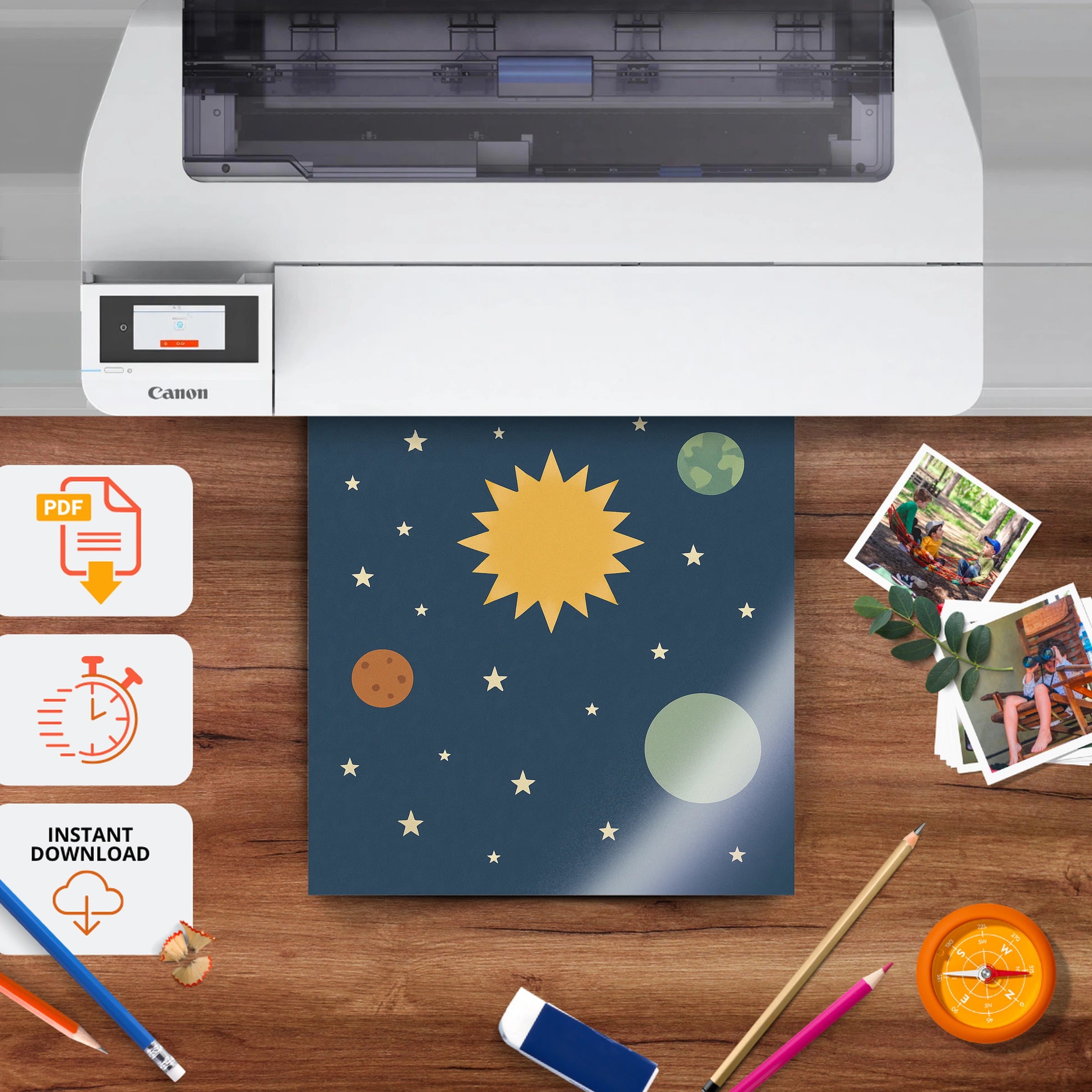 Solar System Planets Nursery Print - printable nursery wall art, instant download to print at home