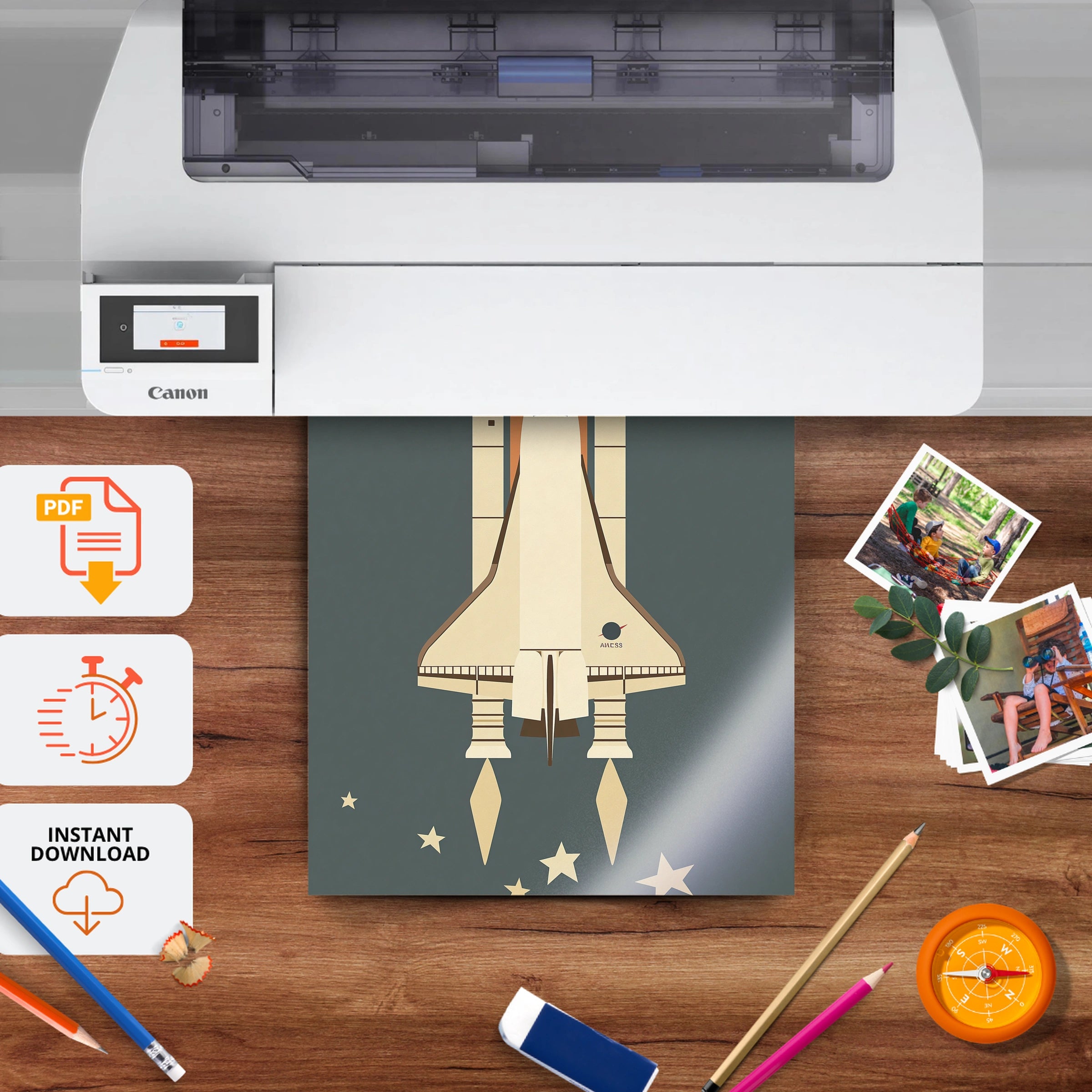 Space Shuttle Launch Nursery Print - printable nursery wall art, instant download to print at home