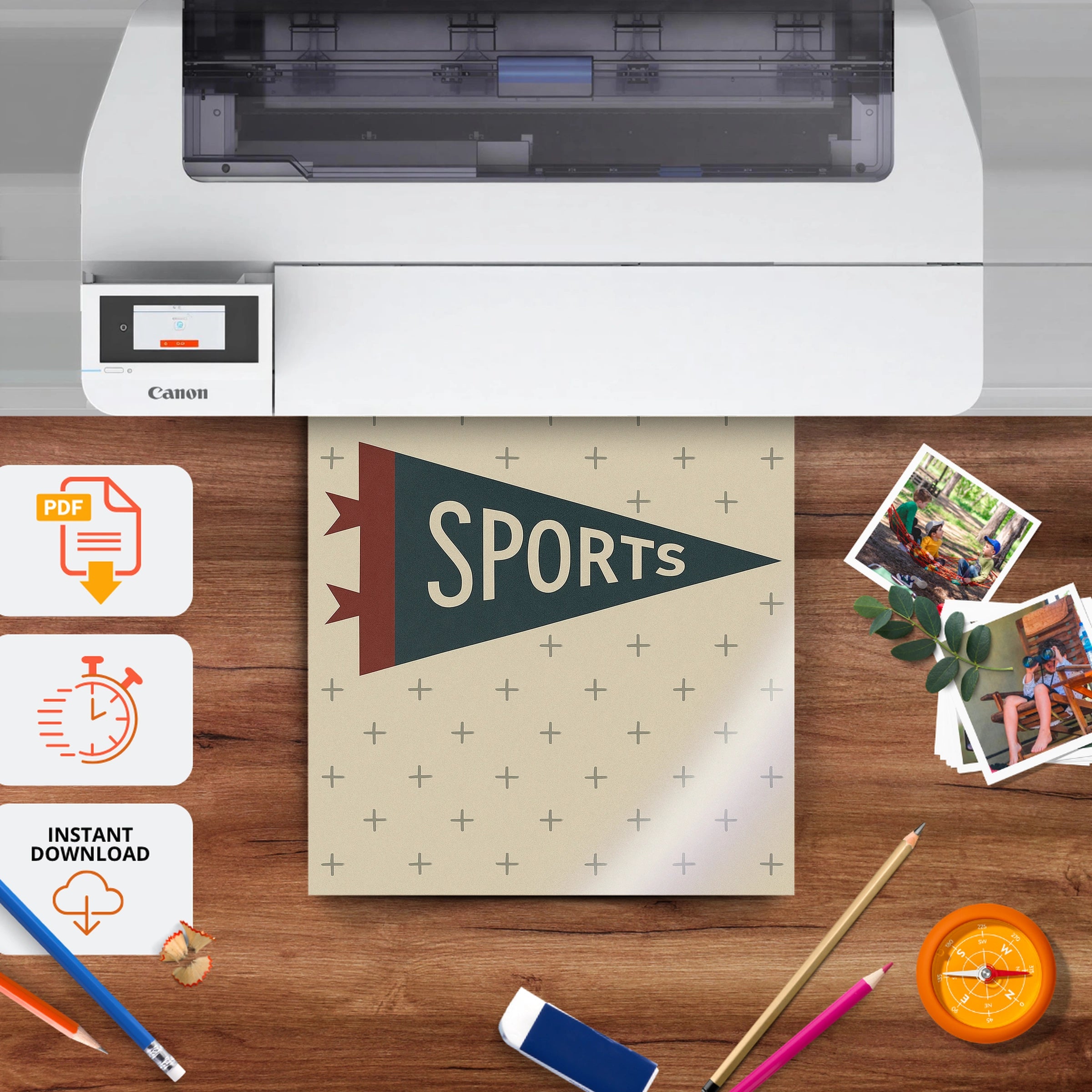 Sports Pennant Two Nursery Print - printable nursery wall art, instant download to print at home