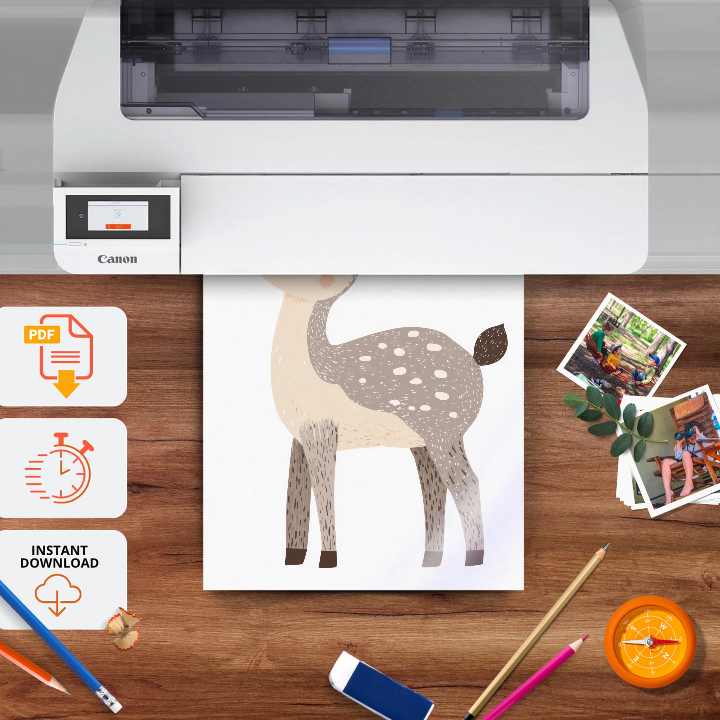 Spotted Fawn Christmas Print - printable nursery wall art, instant download to print at home