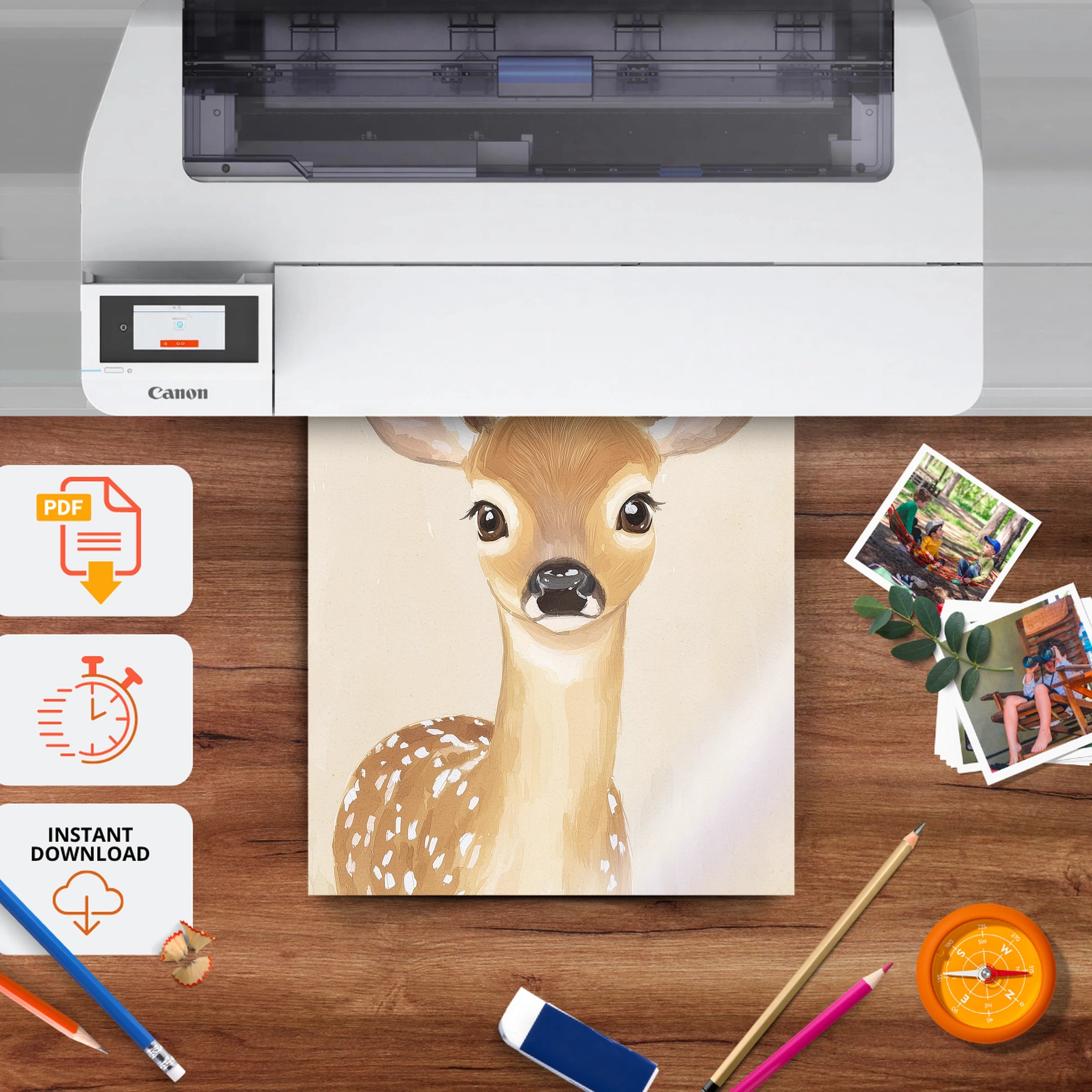 Spotted Fawn Nursery Print - printable nursery wall art, instant download to print at home