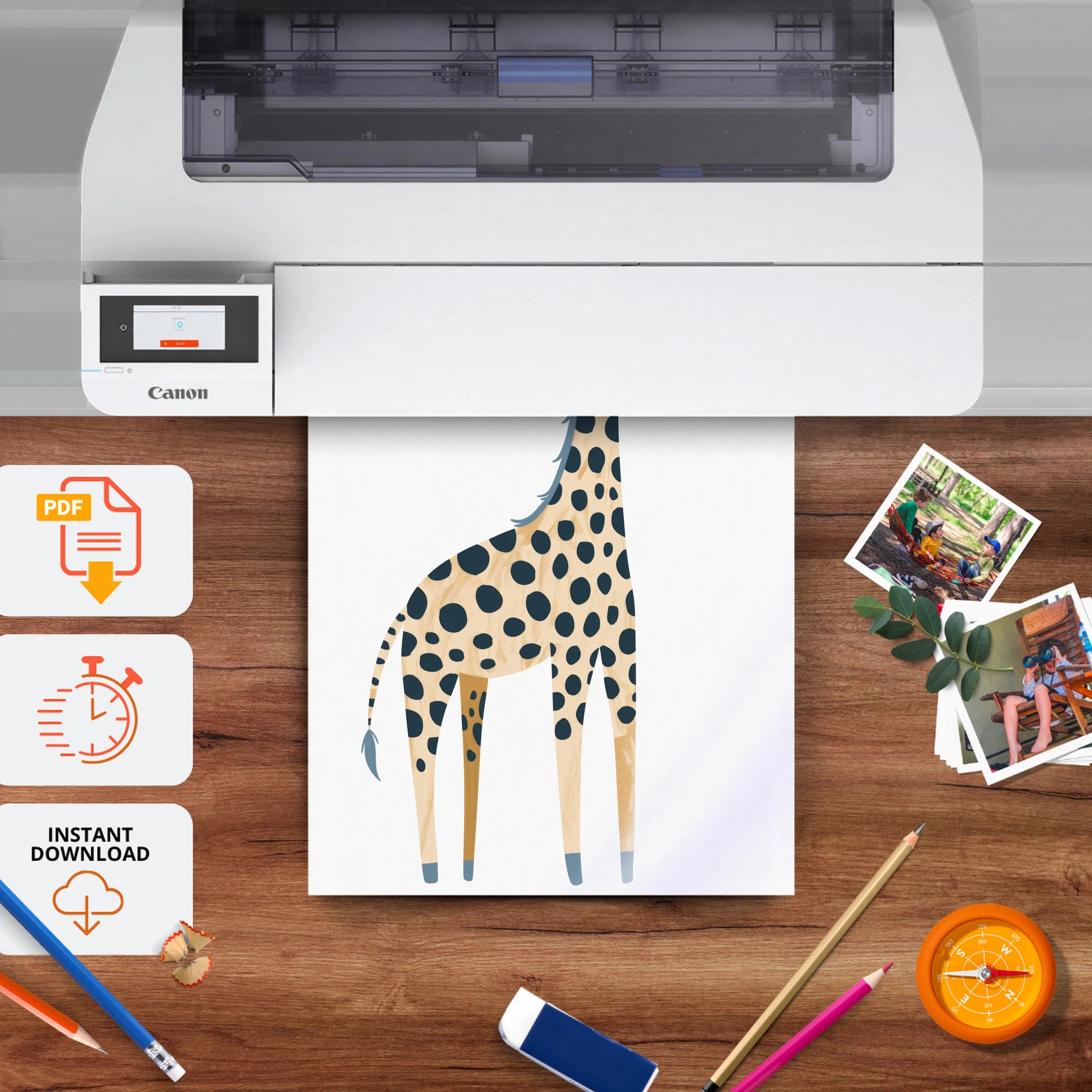 Spotted Giraffe Nursery Print - printable nursery wall art, instant download to print at home