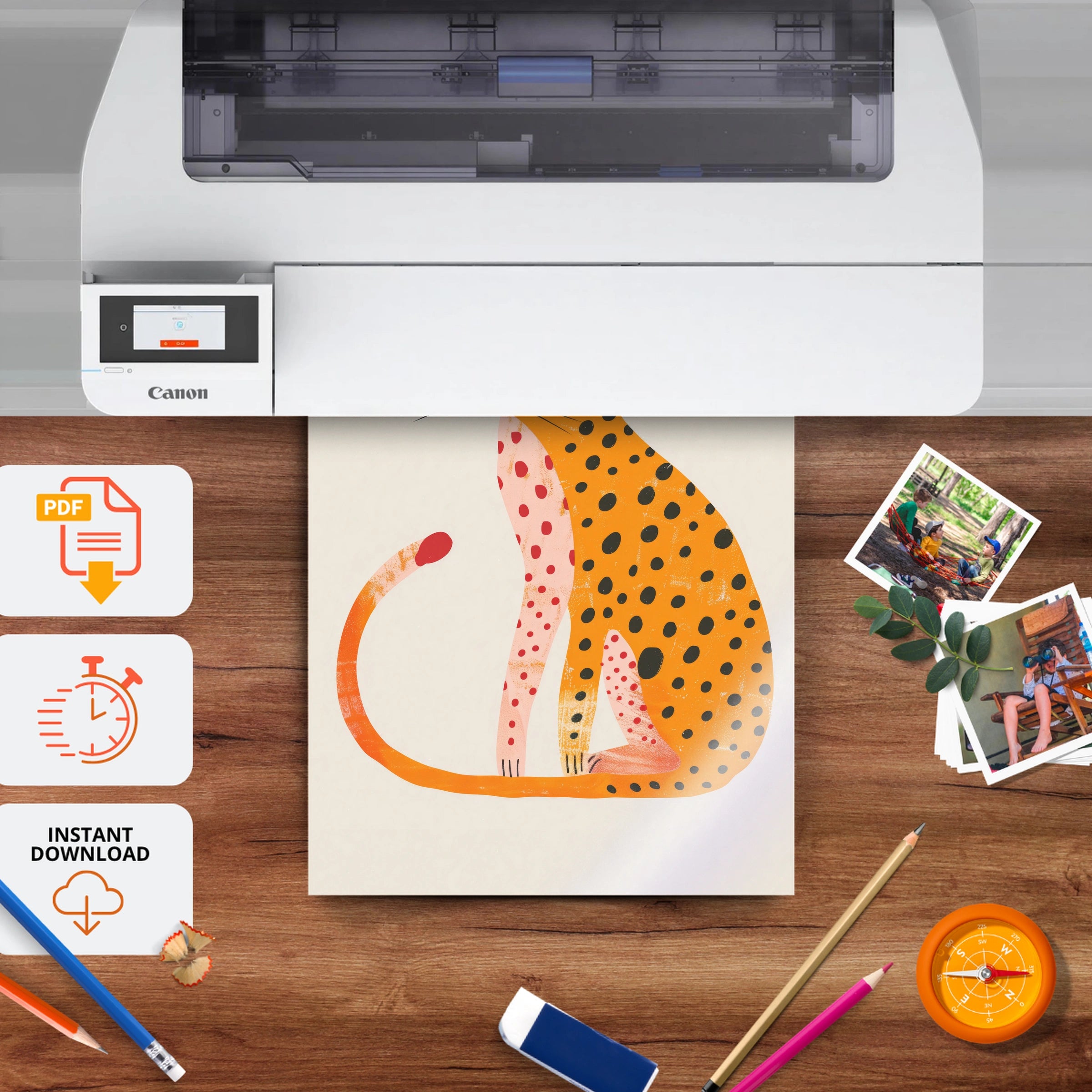 Spotty Cheetah Nursery Print - printable nursery wall art, instant download to print at home