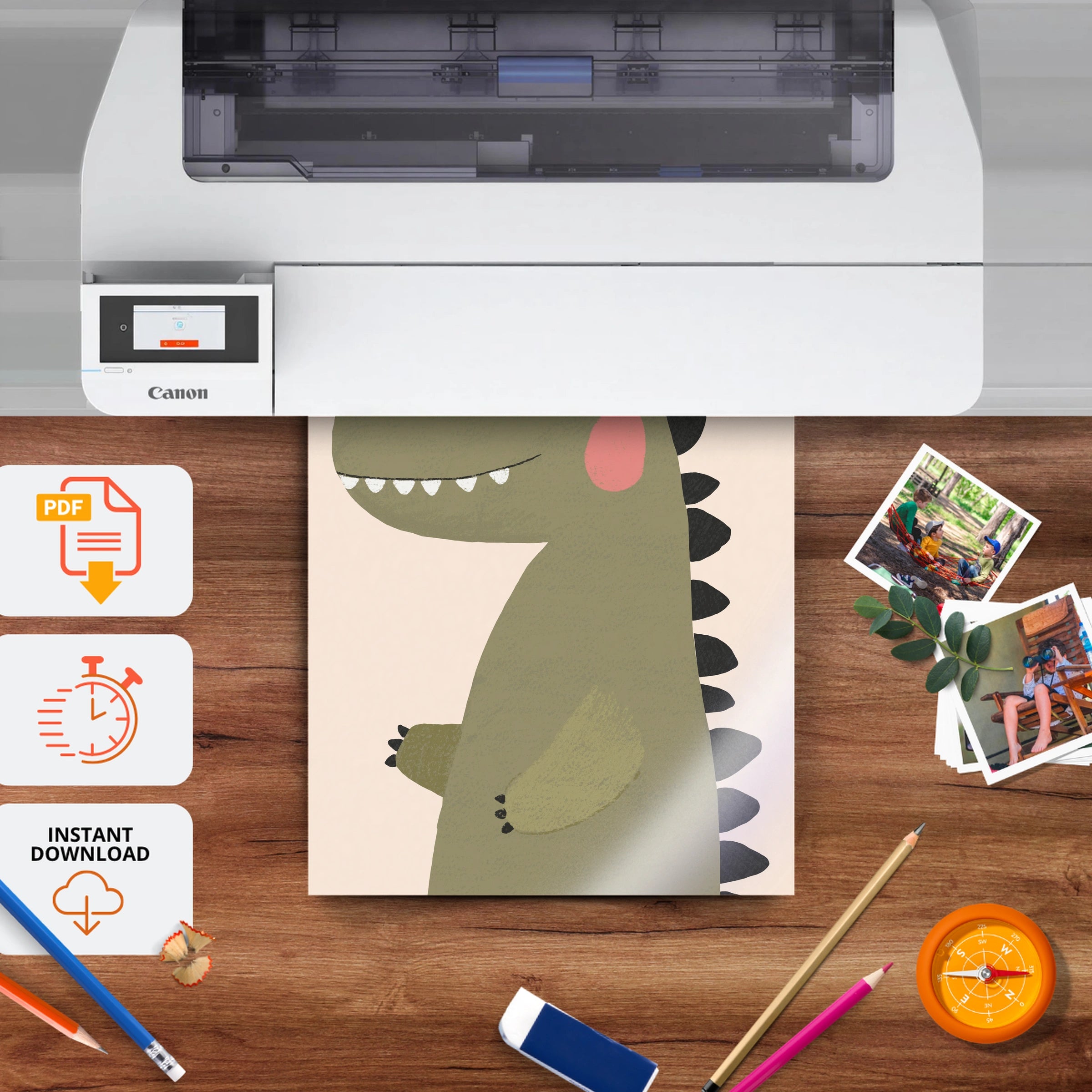 Spotty Crocodile Nursery Print - printable nursery wall art, instant download to print at home