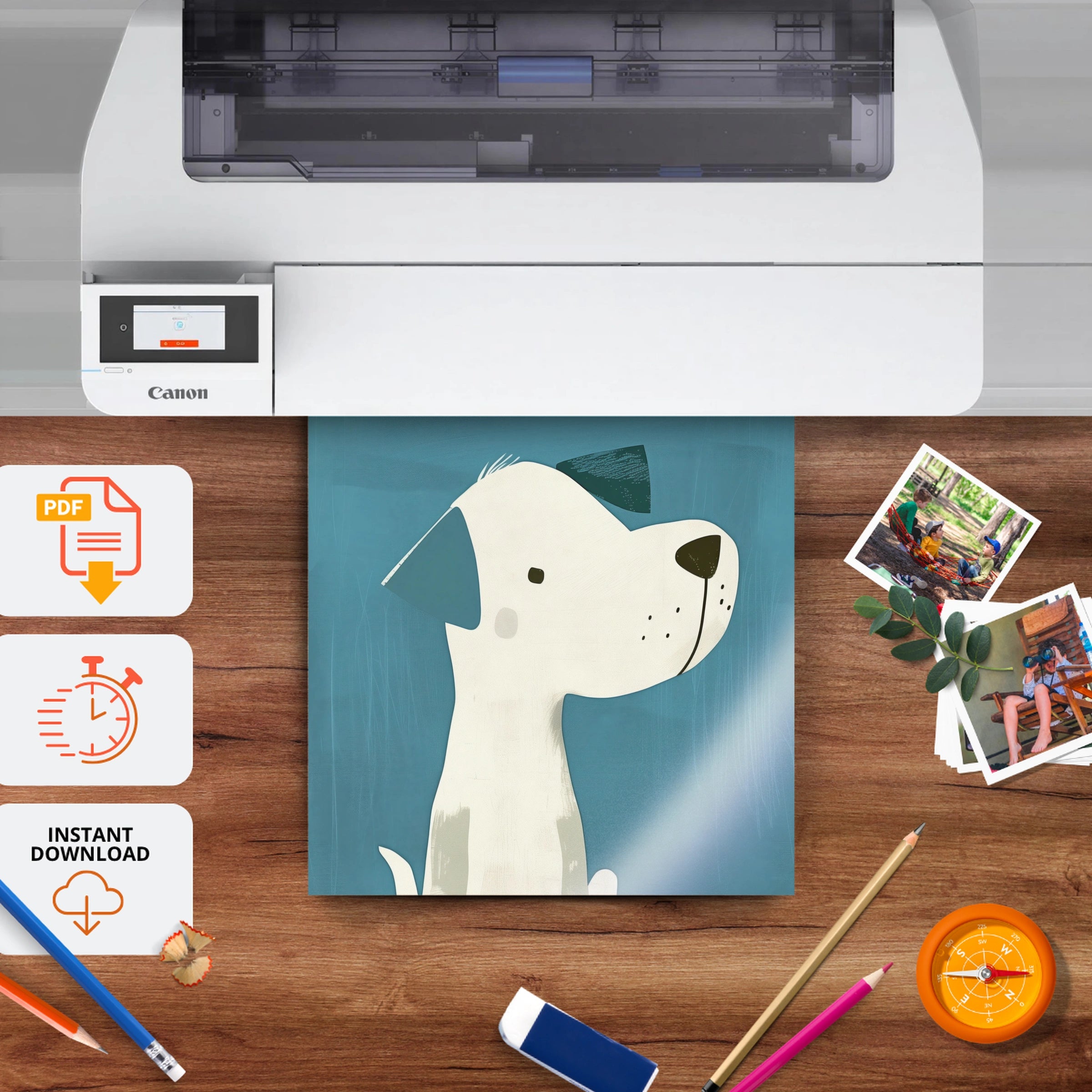 Spotty Dog Nursery Print - printable nursery wall art, instant download to print at home
