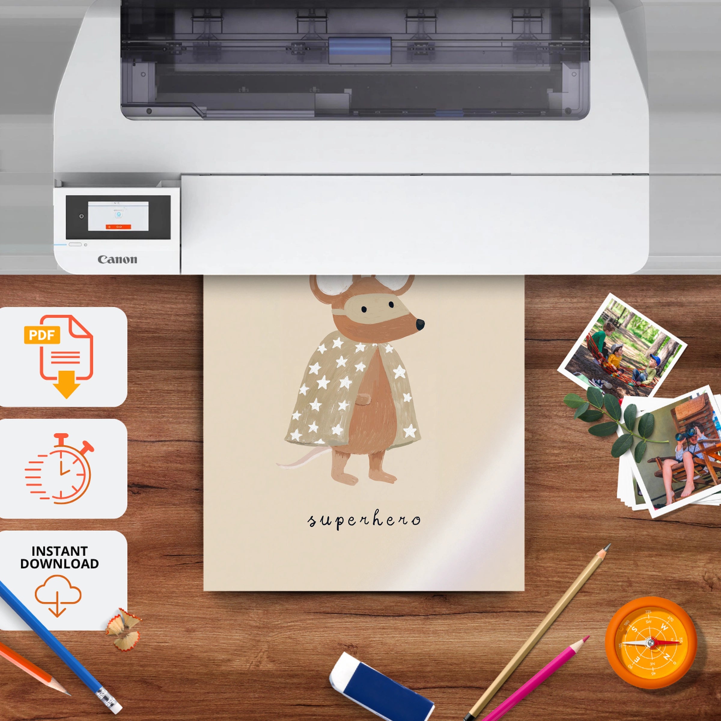 Spotty Mouse Nursery Print - printable nursery wall art, instant download to print at home