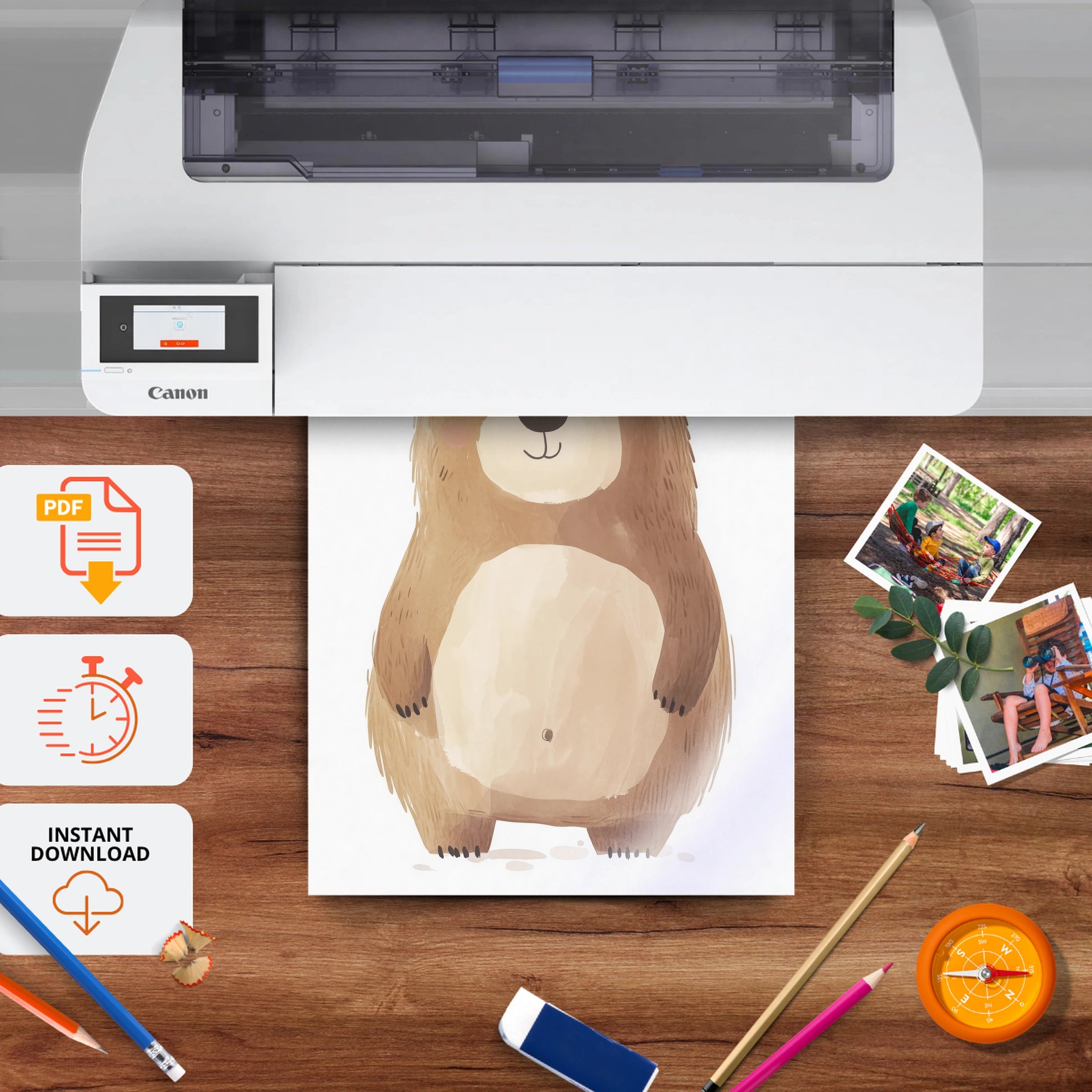 Standing Bear Nursery Print - printable nursery wall art, instant download to print at home