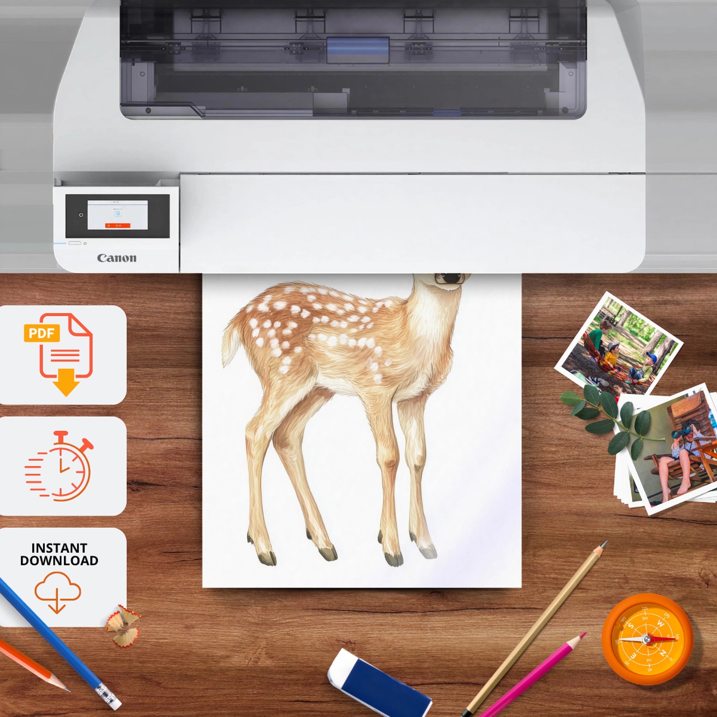 Standing Fawn Nursery Print - printable nursery wall art, instant download to print at home