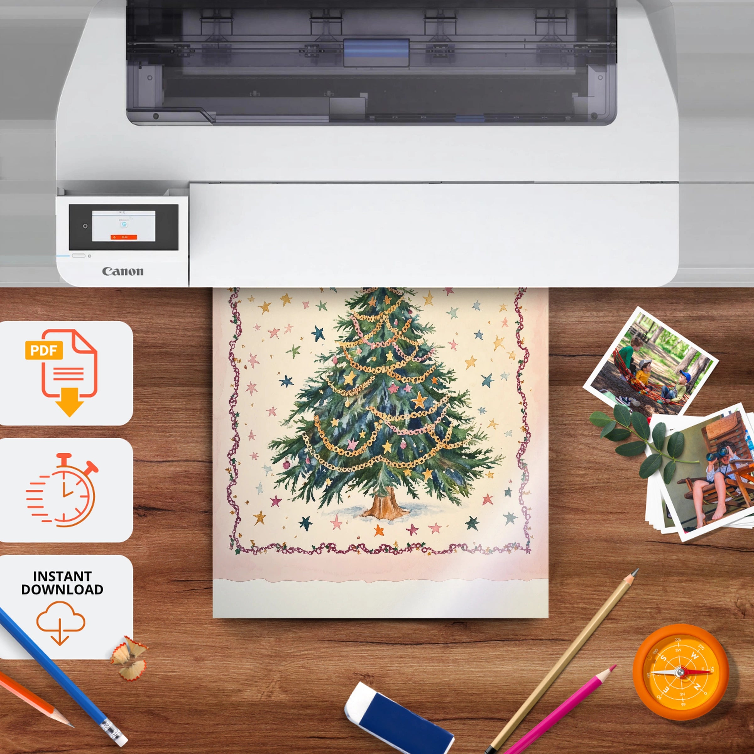 Starry Christmas Tree Print - printable nursery wall art, instant download to print at home