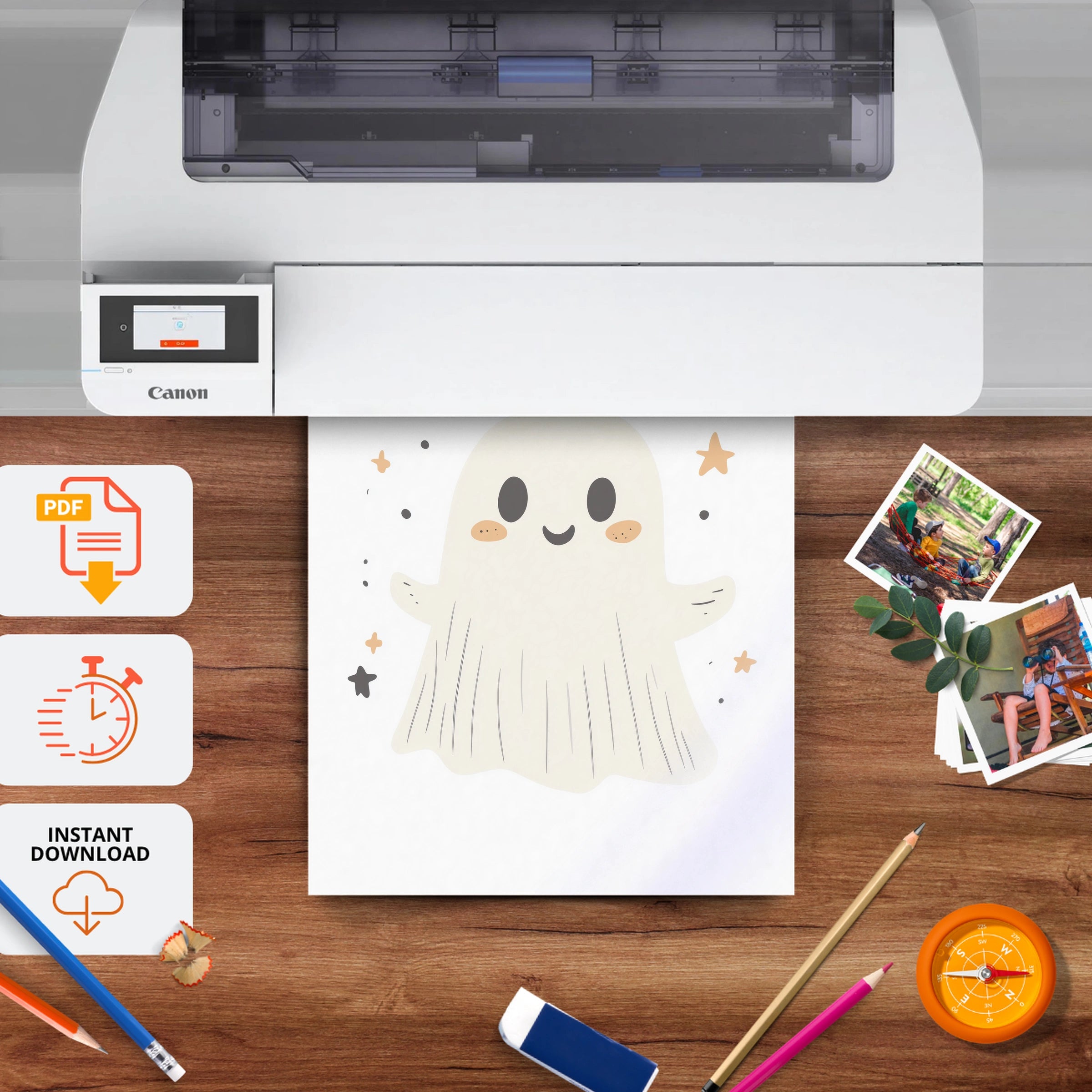 Starry Ghost Nursery Print - printable nursery wall art, instant download to print at home
