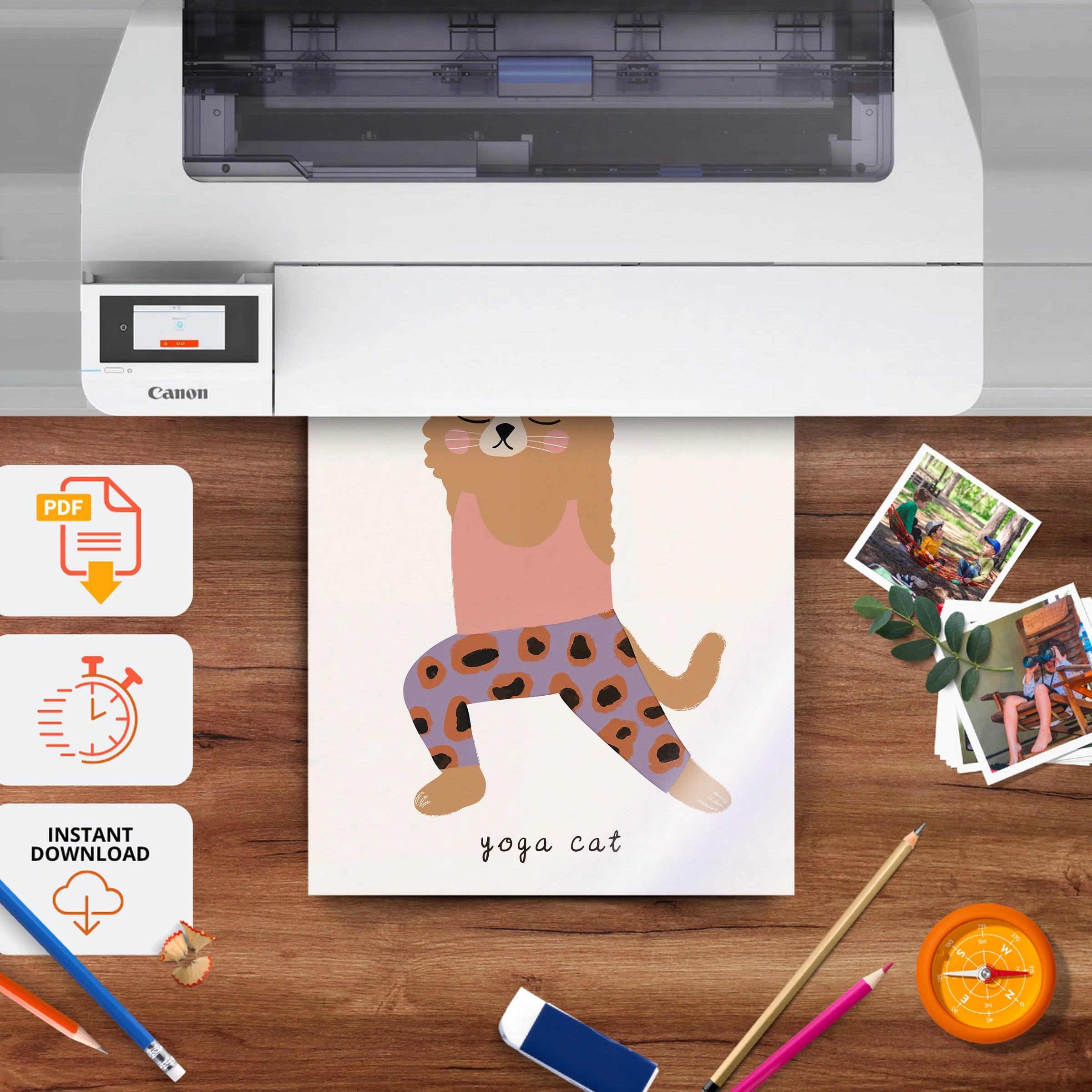 Stretching Cat Nursery Print - printable nursery wall art, instant download to print at home