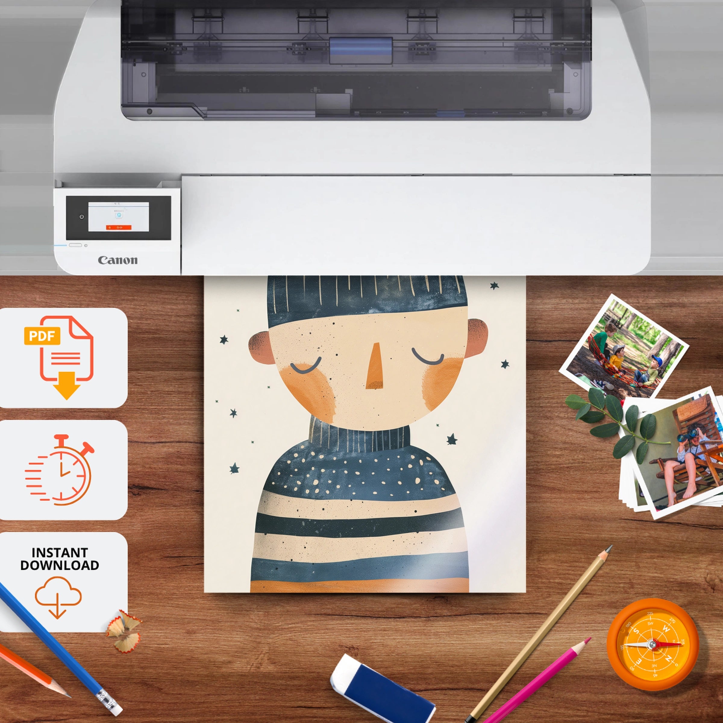 Striped Jumper Boy Nursery Print - printable nursery wall art, instant download to print at home