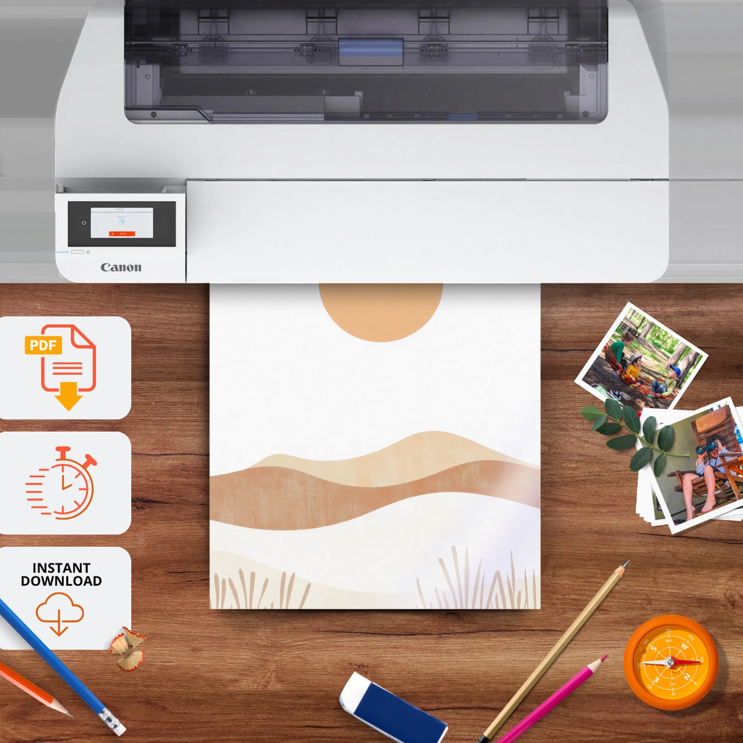 Sun Over the Hills Nursery Print - printable nursery wall art, instant download to print at home