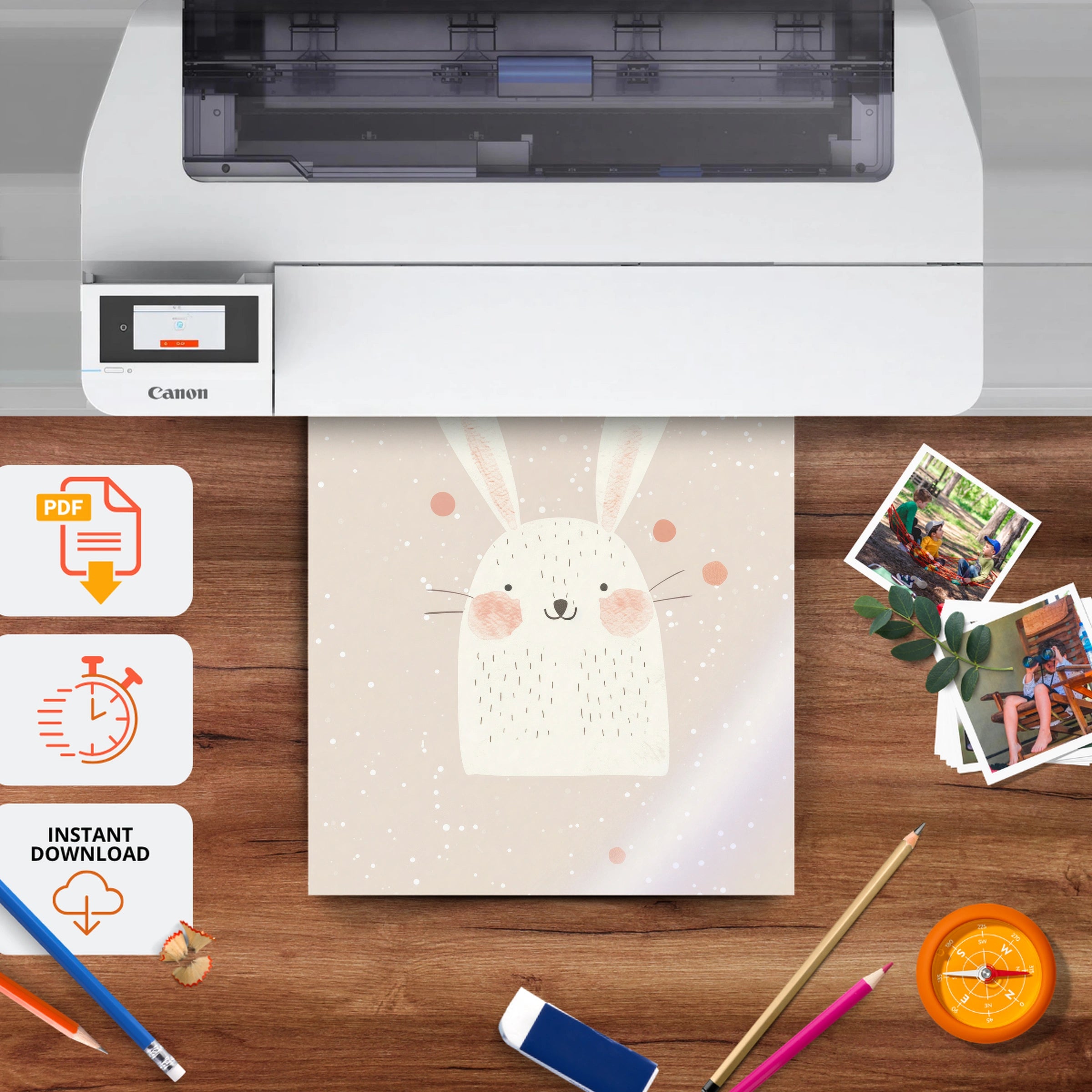 Sweet Bunny Nursery Print - printable nursery wall art, instant download to print at home
