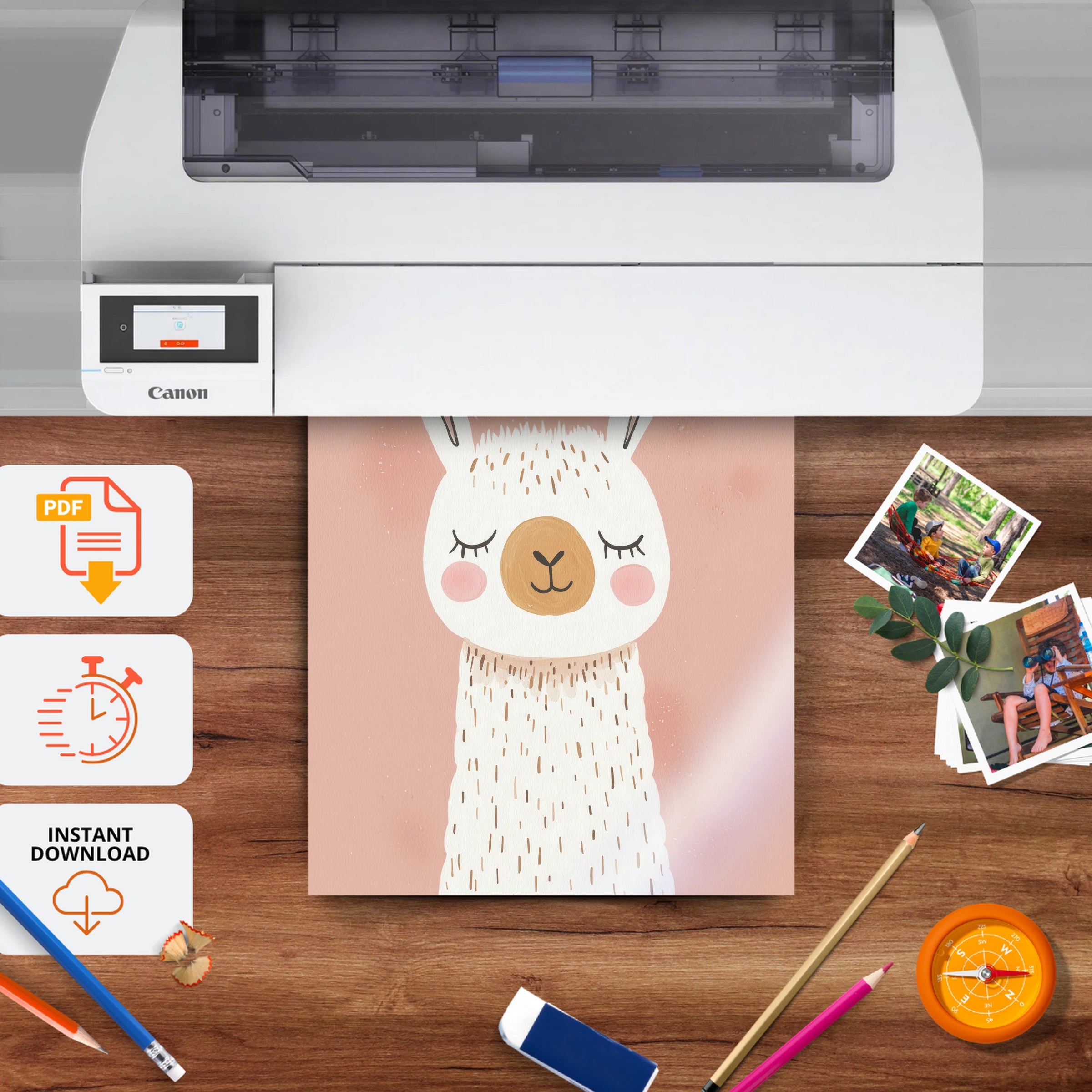 Sweet Llama Nursery Print - printable nursery wall art, instant download to print at home