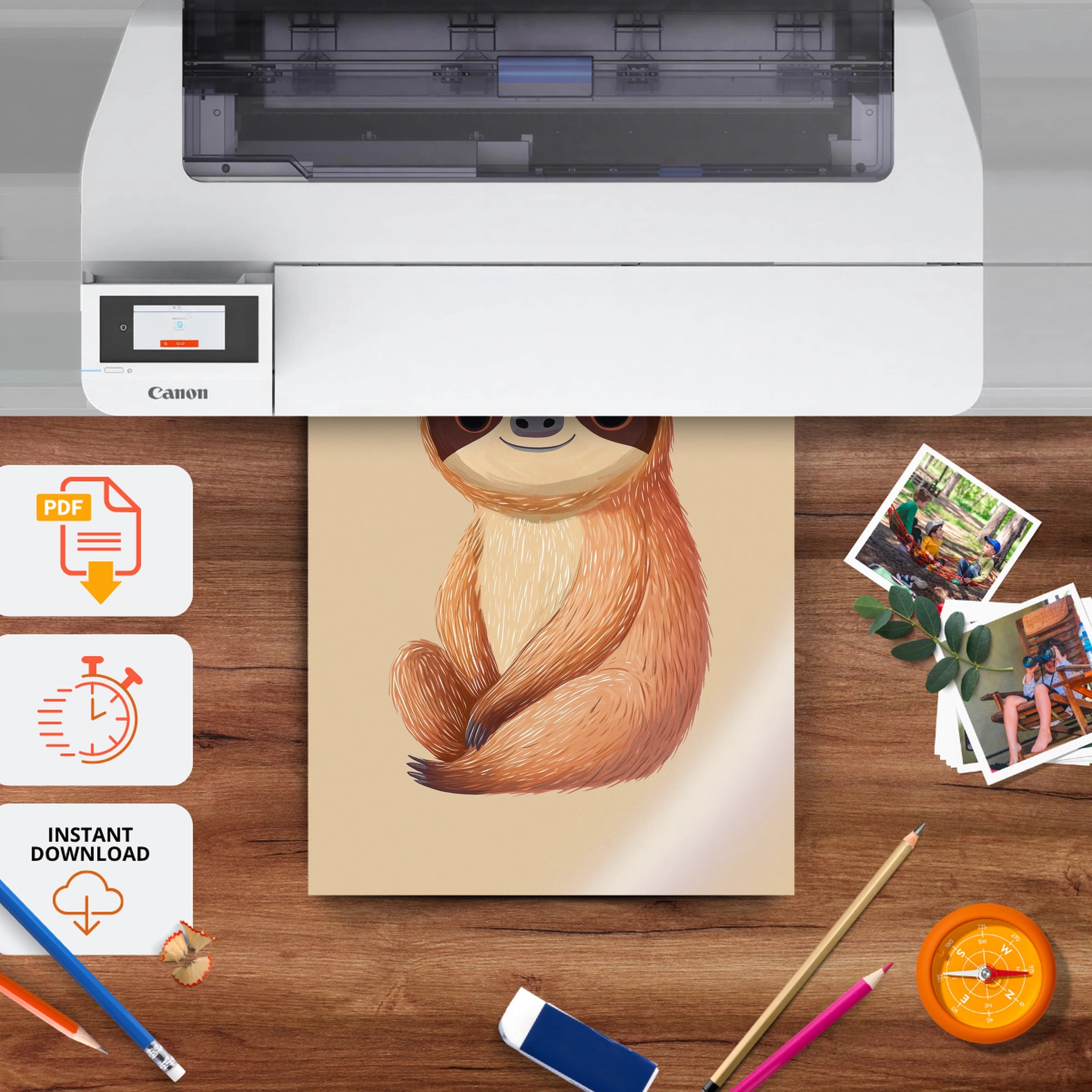 Sweet Sloth Nursery Print - printable nursery wall art, instant download to print at home