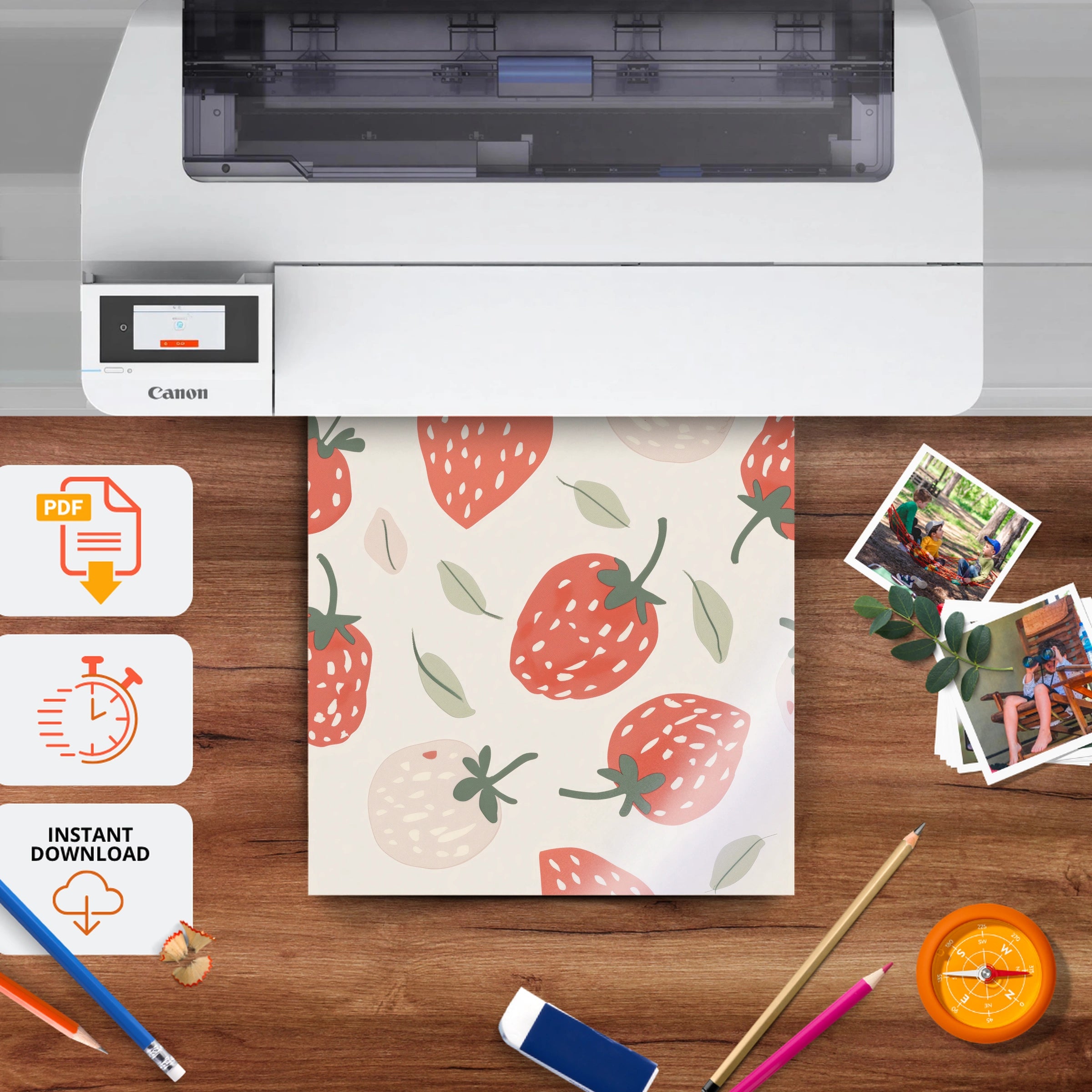 Sweet Strawberries Nursery Print - printable nursery wall art, instant download to print at home