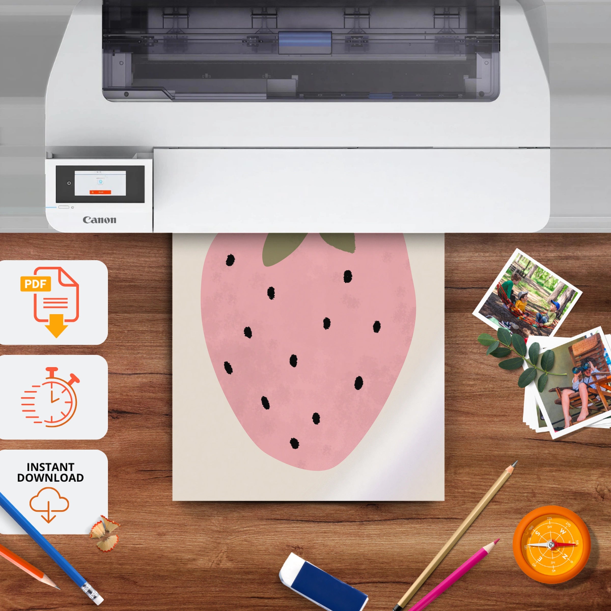 Sweet Strawberry Nursery Print - printable nursery wall art, instant download to print at home