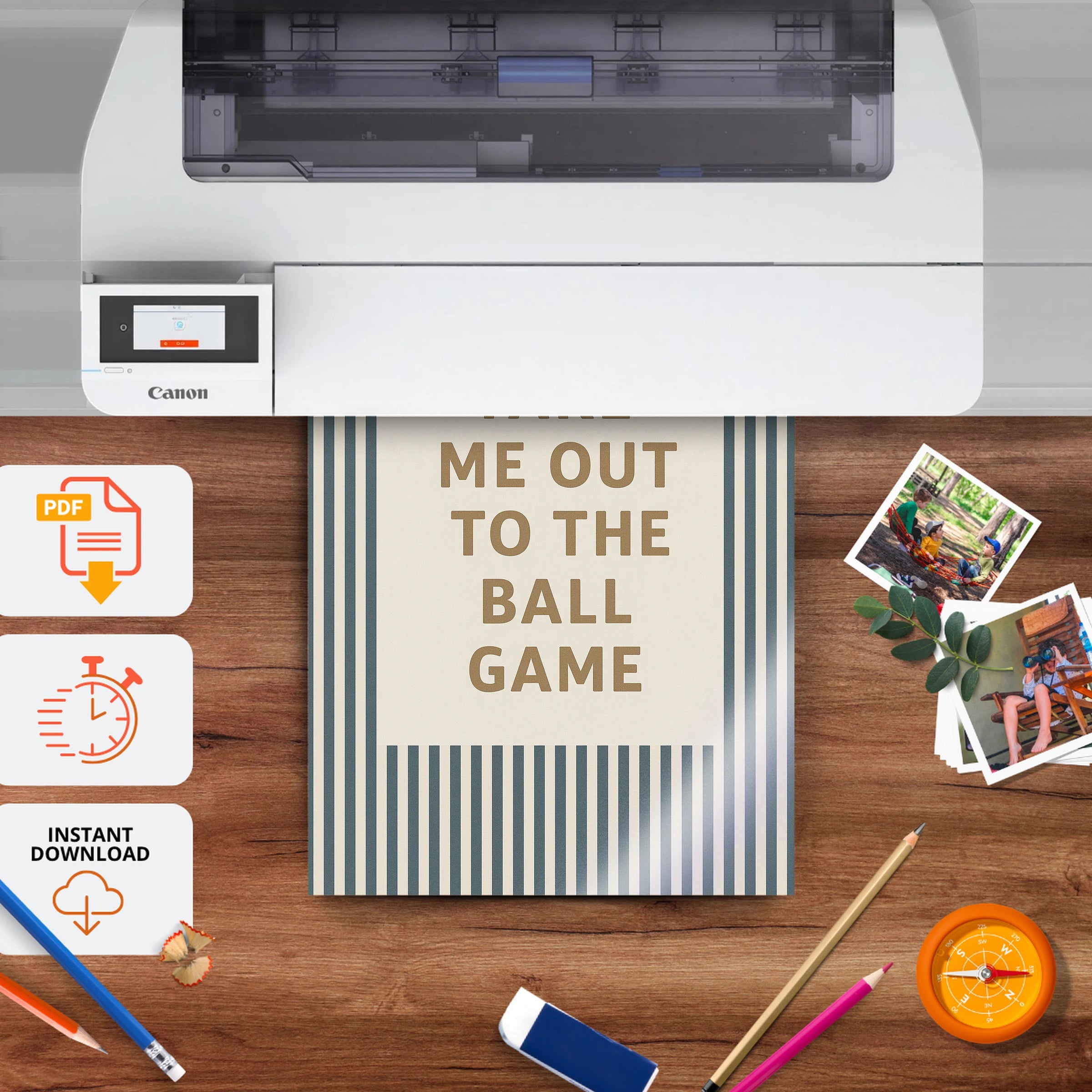 Take Me Out to the Ball Game Nursery Print - printable nursery wall art, instant download to print at home