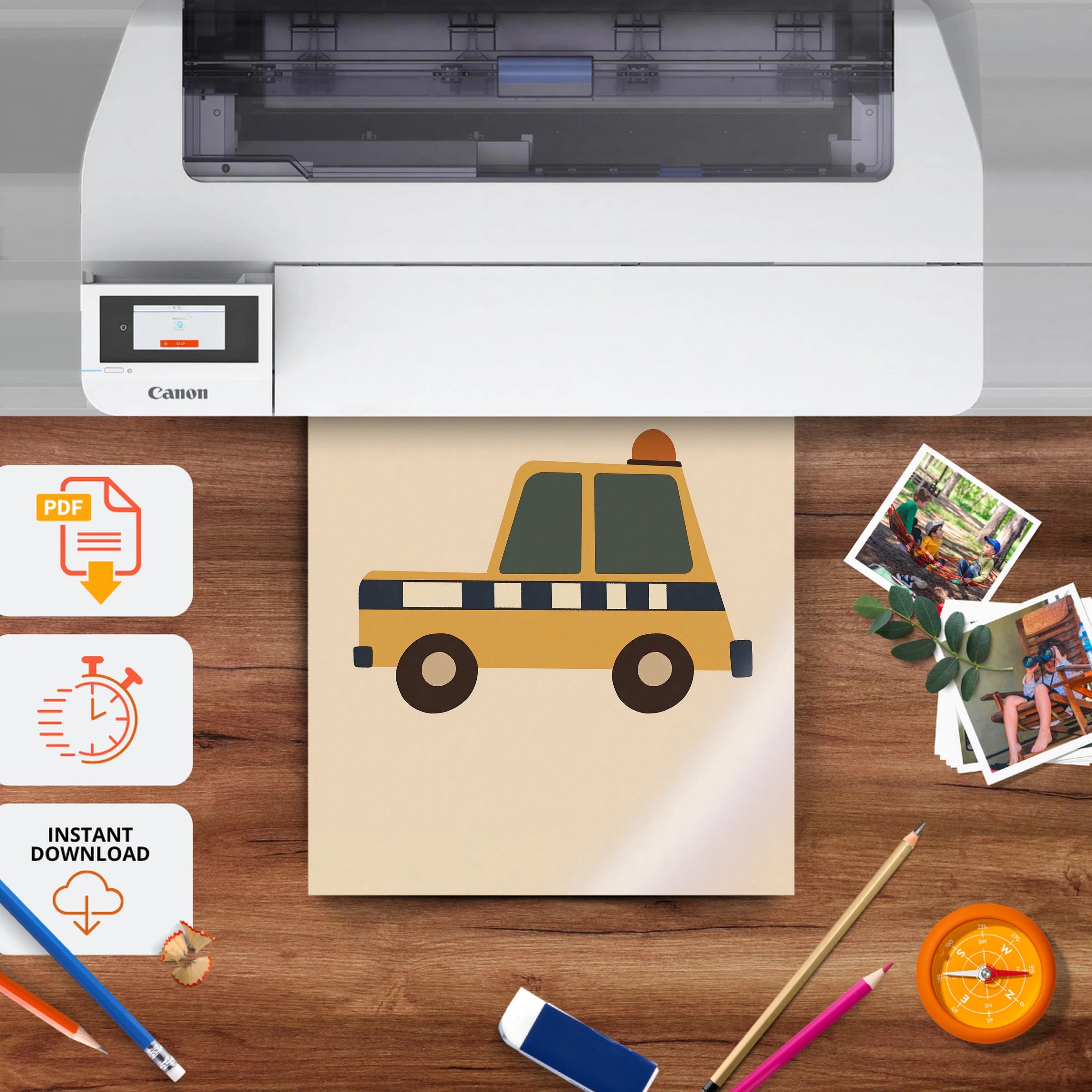 Taxi Cab Nursery Print - printable nursery wall art, instant download to print at home