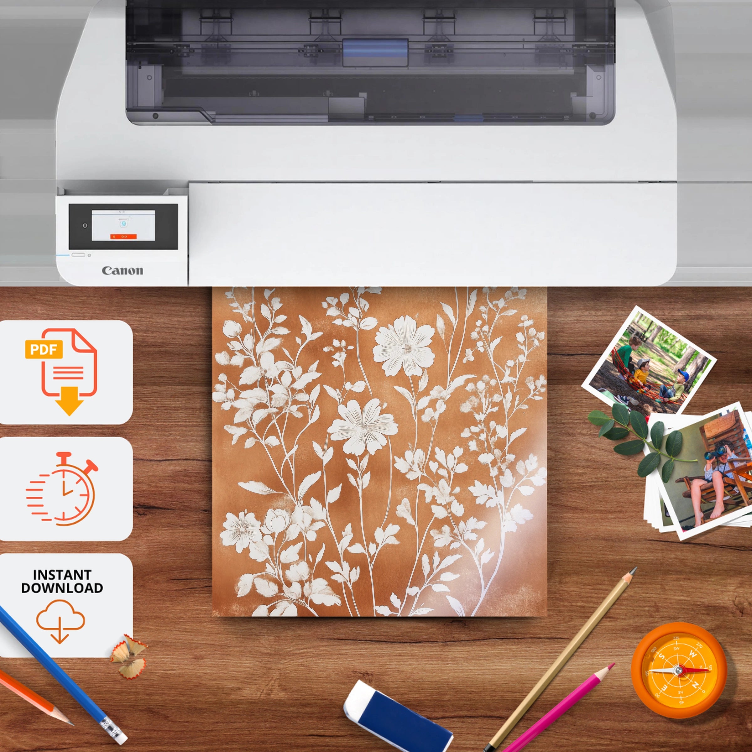 Terracotta Blossom Nursery Print - printable nursery wall art, instant download to print at home