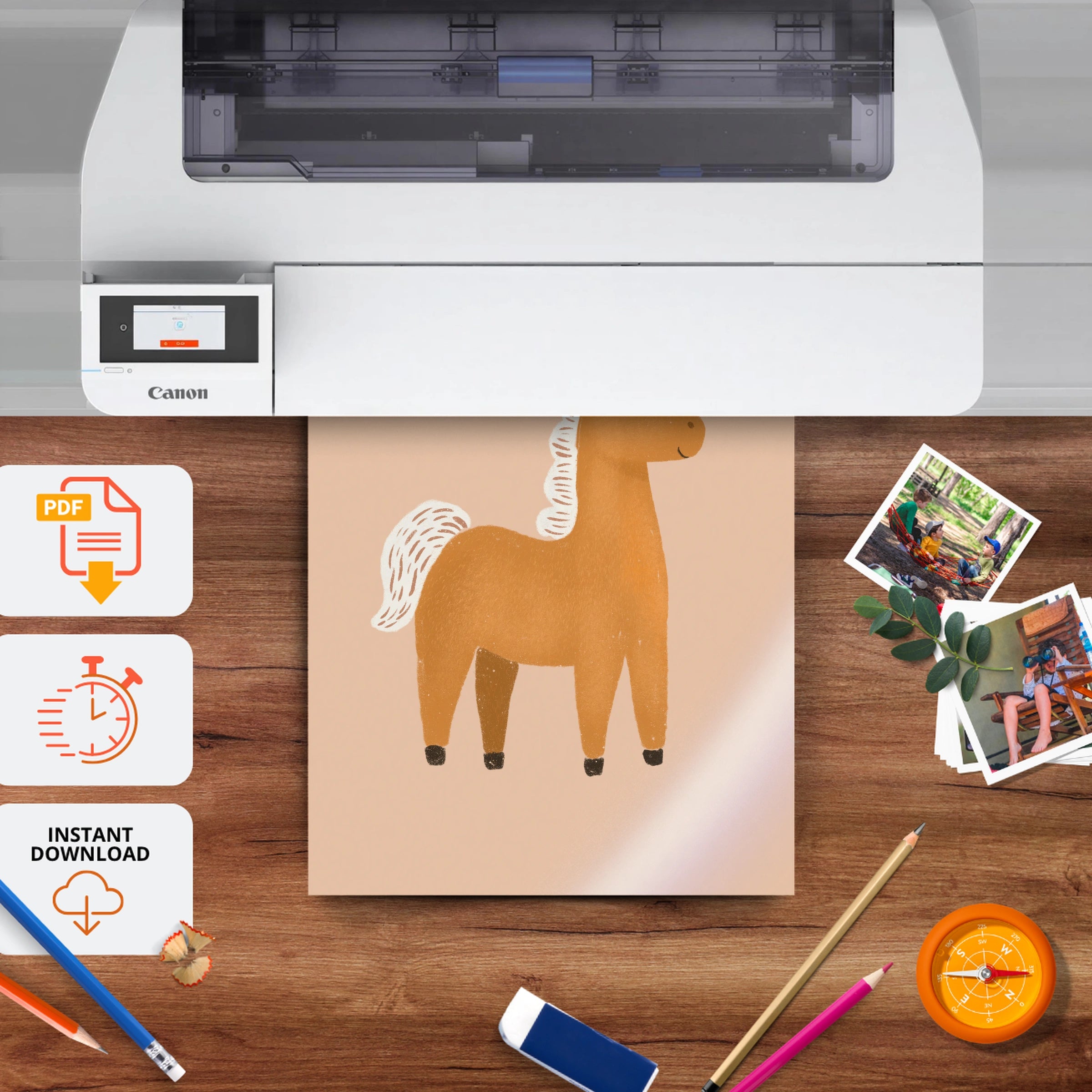 Terracotta Llama Nursery Print - printable nursery wall art, instant download to print at home